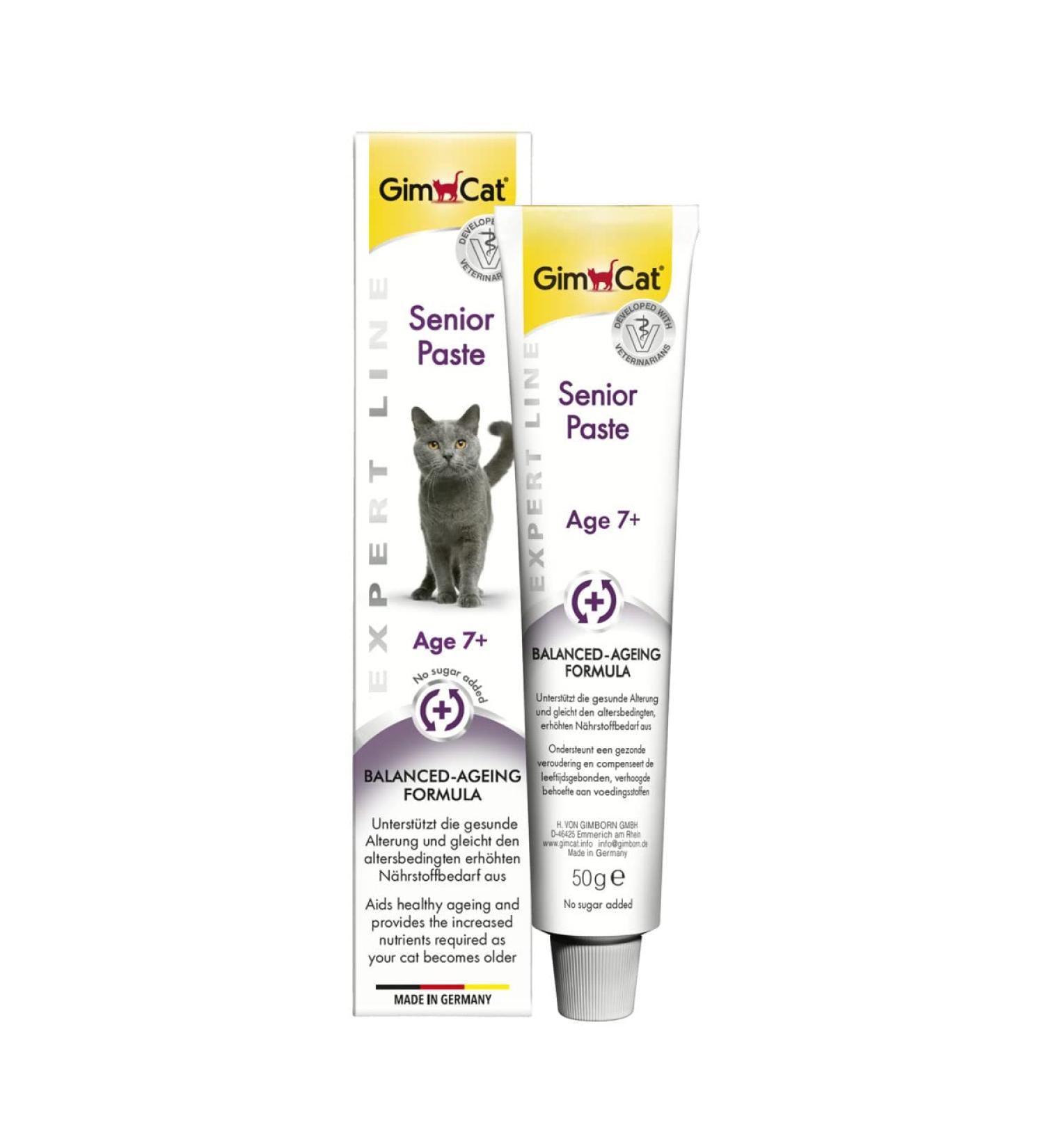 GimCat EXPERT LINE Senior Paste - This functional cat snack supports healthy ageing for cats aged 7 years and older - 1 tube (1 x 50 g) - Buy Online on GoSupps.com