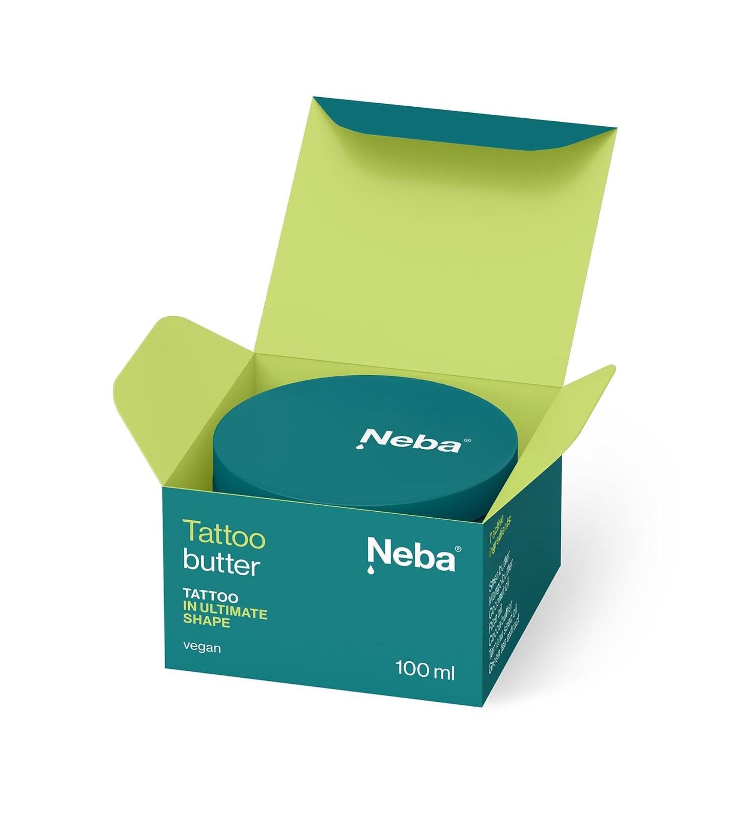 Neba - Tattoo Butter - Refreshing Tattoo Cream - Aftercare Tattoo Balm - Skin Care - Aftercare Care for Tattooed Skin - Fresh Tattoos - Vegan - Can 100ml - Buy Online on GoSupps.com