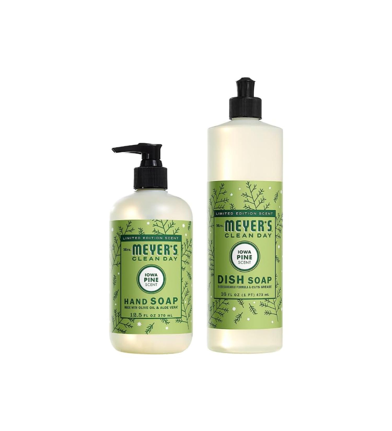 Mrs. Meyer's Clean Day Iowa Pine Liquid Hand & Dish Soap Set - Eco-Friendly 12.5 OZ & 16 OZ - International Shipping Available - Buy Online on GoSupps.com