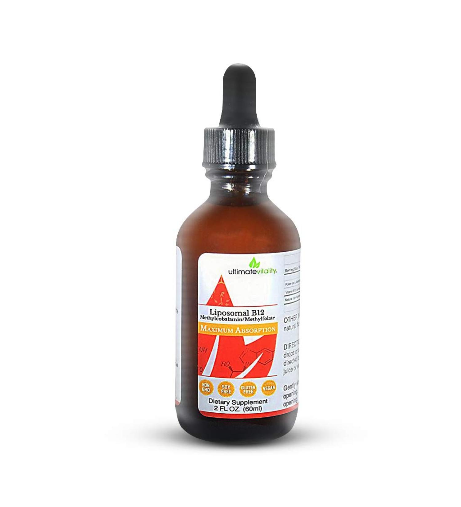 UltimateVitality Liposomal B12 Methylcobalamin Liquid with Folate - Maximum Absorption Formula - 2 Ounces - Buy Online on GoSupps.com