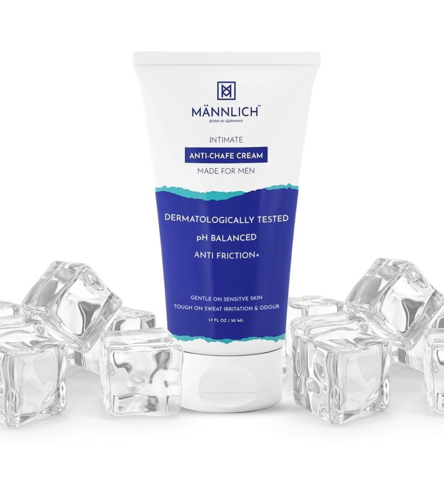 Mannlich Intimate Anti-Chafing Cream for Men (50 ml) - Ball Deodorant Anti-Itch Quick Drying Liquid Powder Intimate Serum Non Greasy Lightens Dark Patch Protects from Sweat Odor Irritation & - Buy Online on GoSupps.com