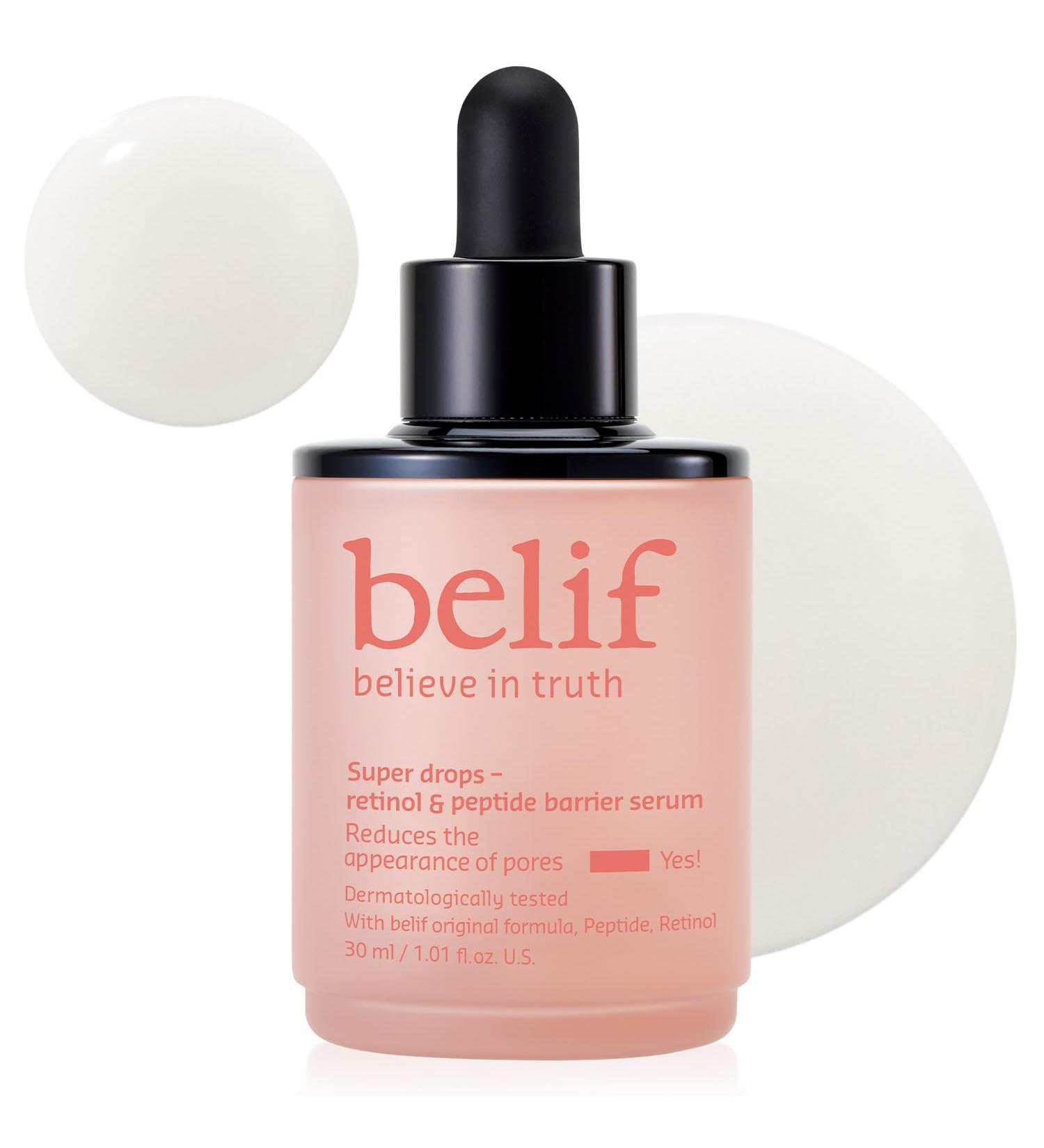 belif Retinol & Peptide Super Drops Serum Anti-Aging Skin Booster and Pore Minimizer with Hyaluronic Acid for Firming Smoothing & Repair Korean Skincare for All Skin Types 1.01 fl oz - Buy Online on GoSupps.com