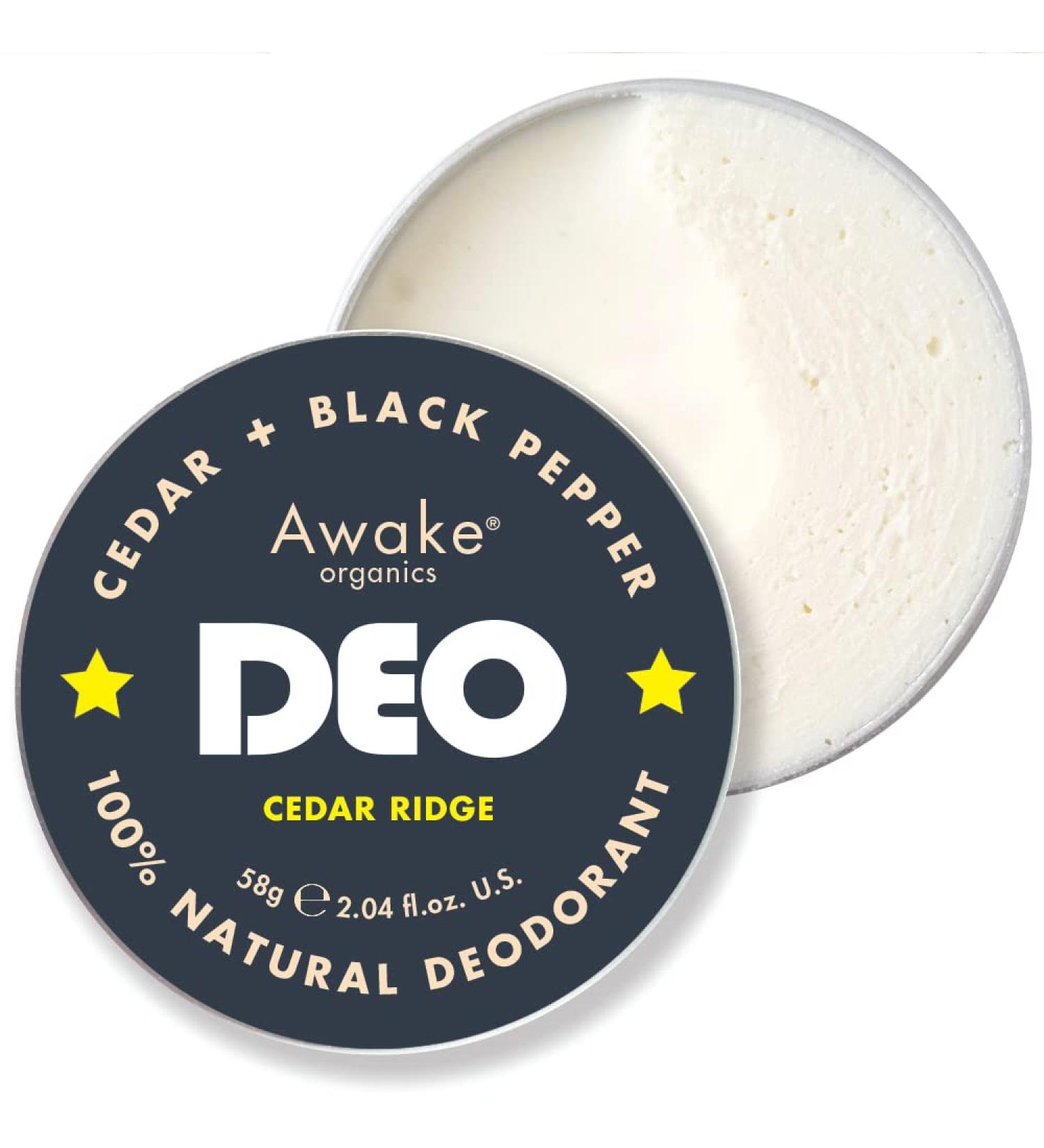 Awake Organics Cedar Ridge Men's Deodorant - Natural, Vegan & Plastic Free - 58g - Buy Online on GoSupps.com