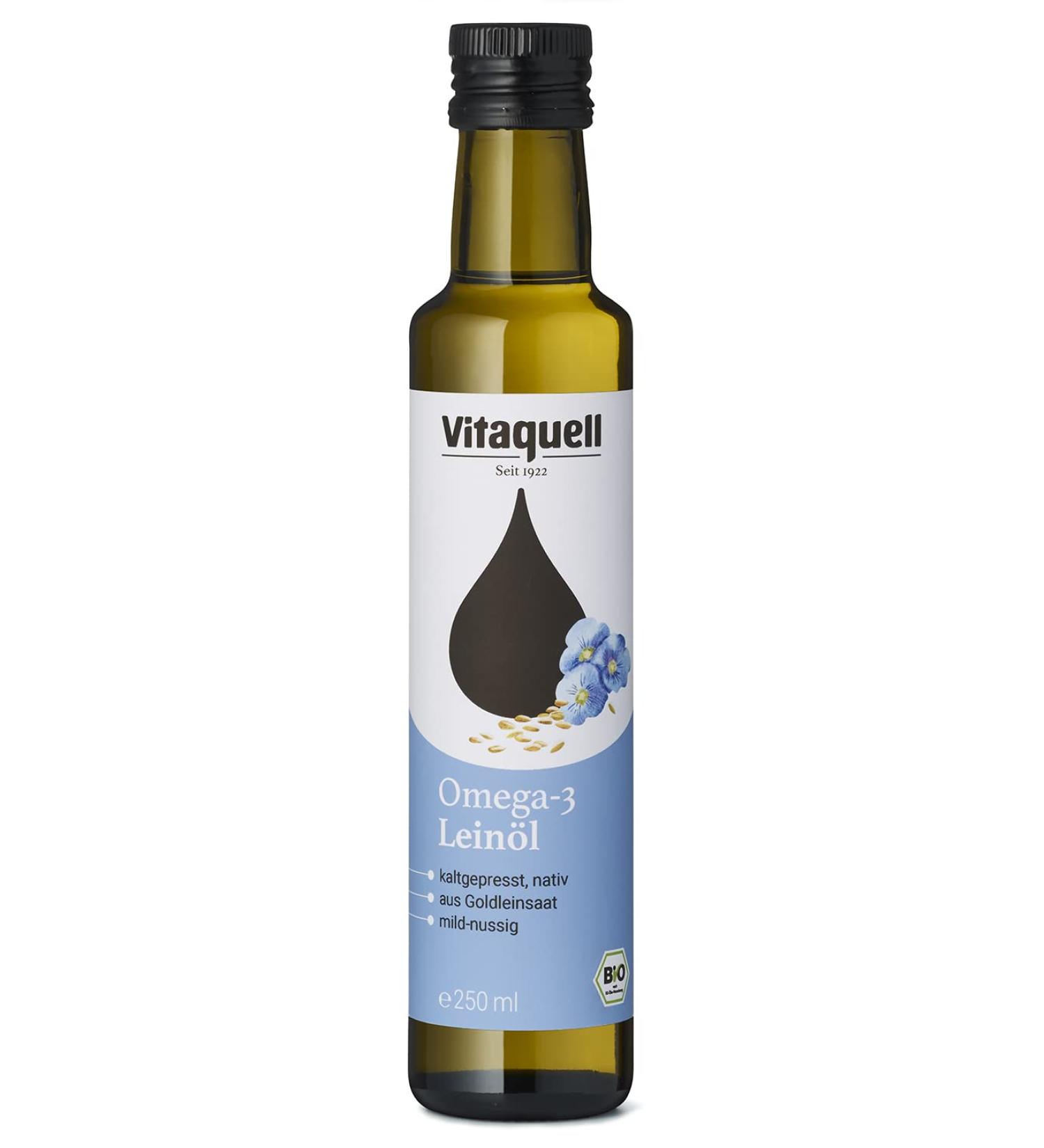 Vitaquell Vitaquell Omega 3 organic flaxseed oil 250 ml rich in omega 3 fatty acids especially -linolenic acid (55%)