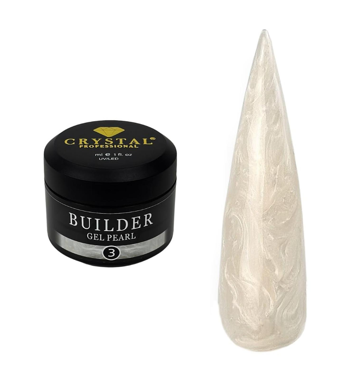 Crystal Professional Builder Gel 15 ml medium consistency and pearly sheen for extensions shaping and stability UV nail gel pearly cream 003