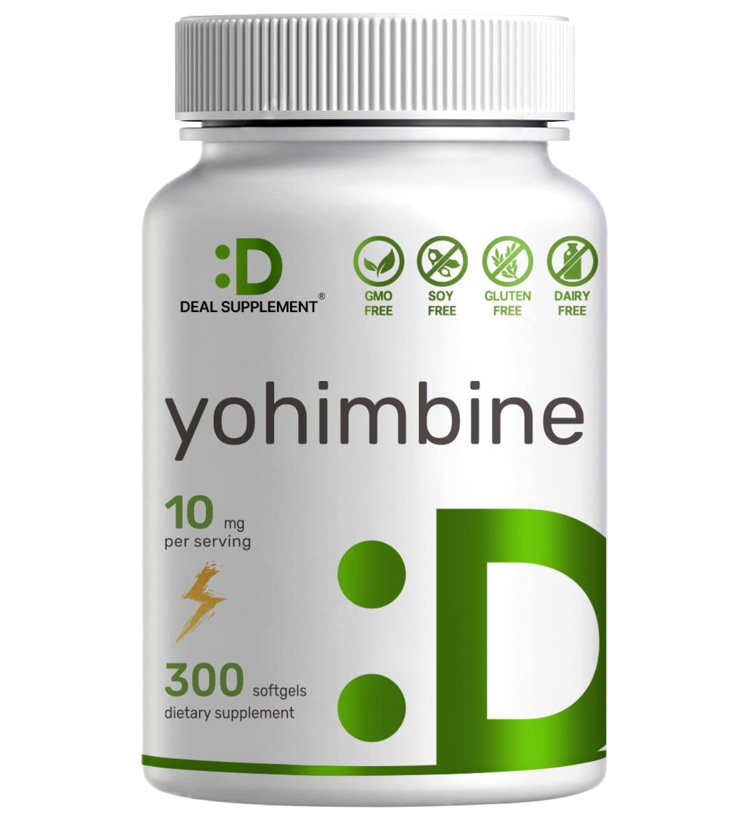 Yohimbine HCL 10mg 300 Softgels - 5 Months Supply, Extra Strength Plant Based Supplements for Energy and Performance - Gluten-Free, Non-GMO, Easy to Swallow - Buy Online on GoSupps.com