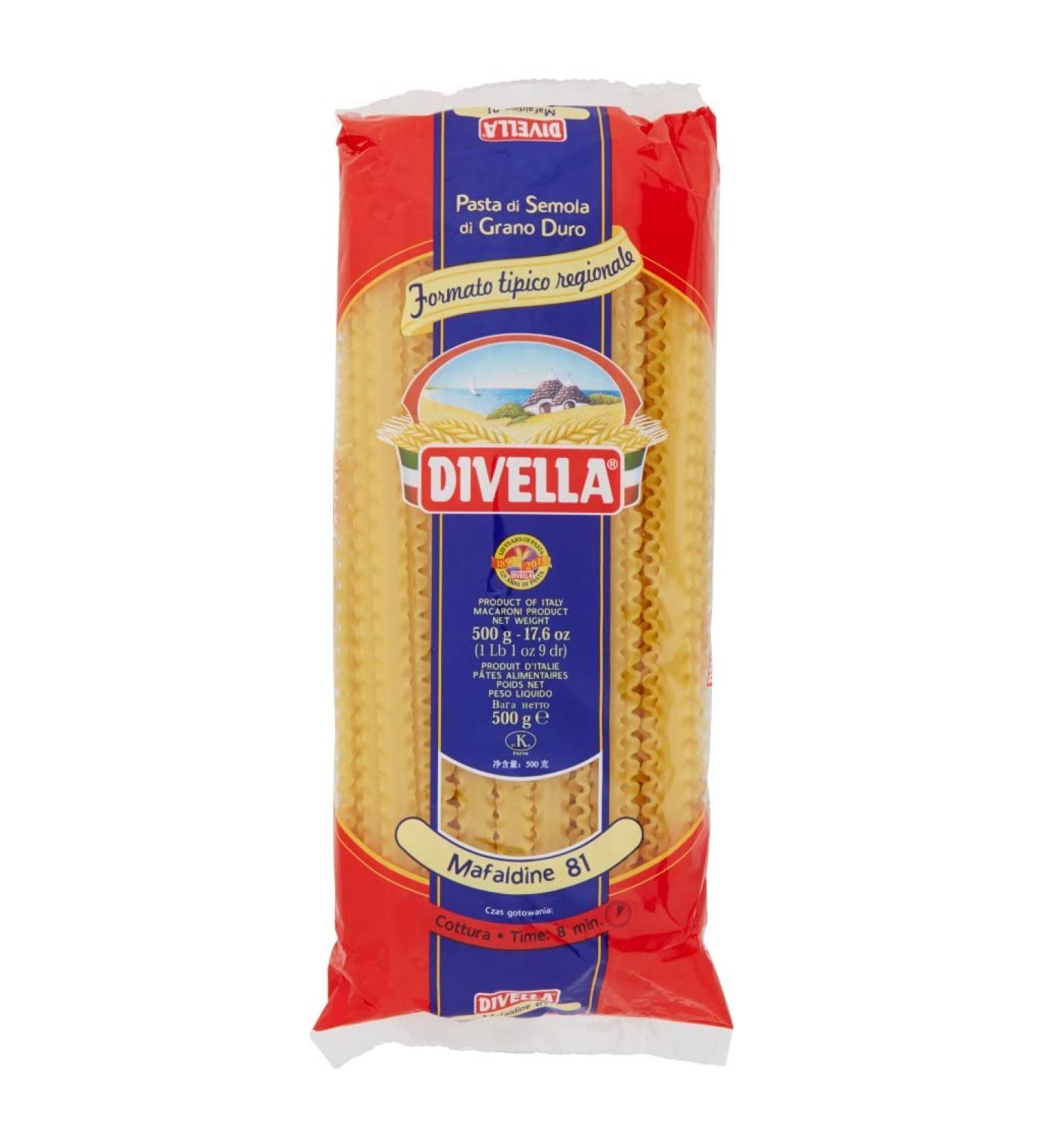  Italian Gourmet E.R. Divella Mafaldine N. 81 Pack of 24 durum wheat semolina pasta 500 g + Italian Gourmet Polpa di Pomodoro 400 g - Buy Online on GoSupps.com