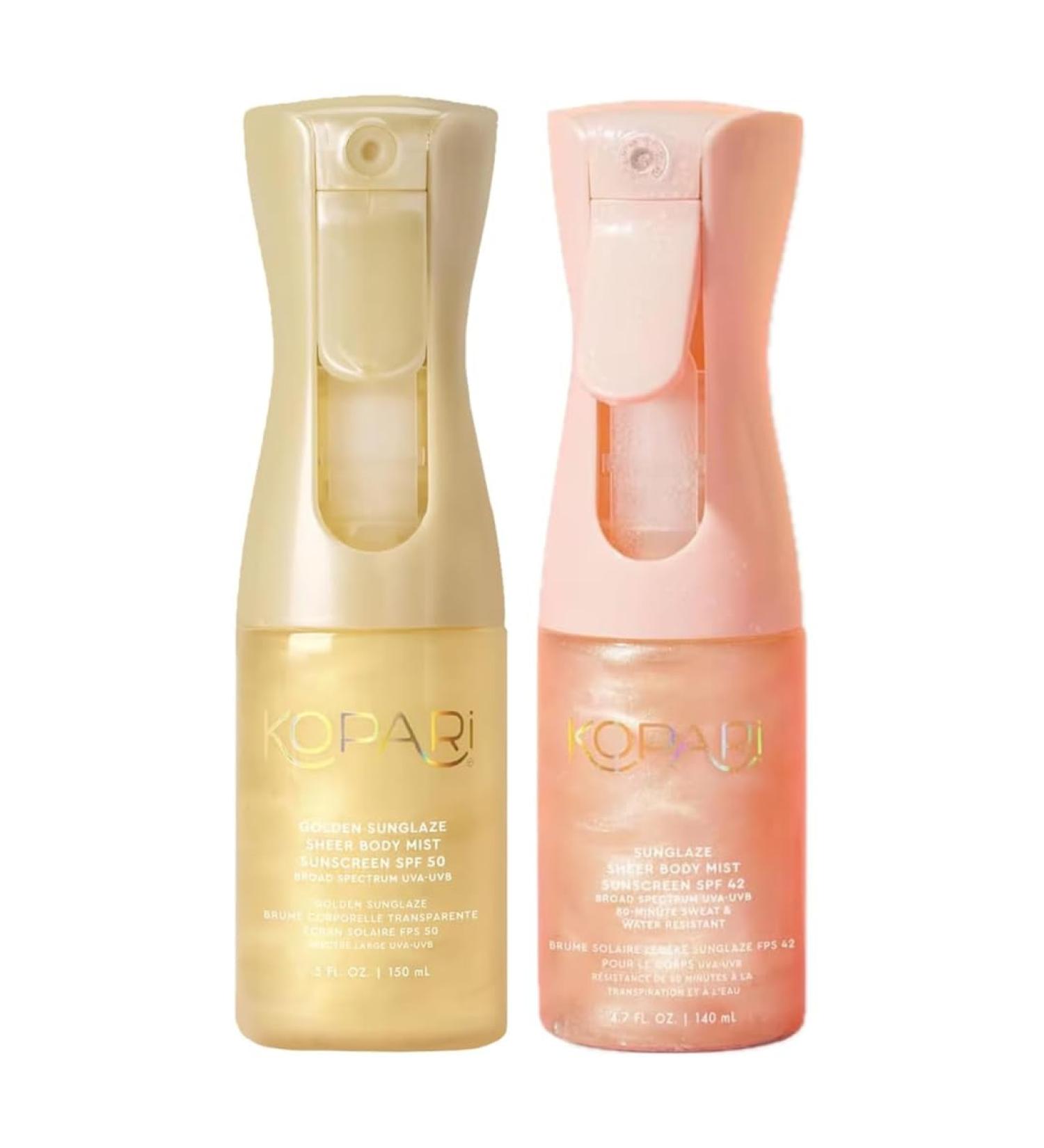 Kopari Golden Sunglaze Sheer Body Mist Sunscreen SPF 50 & Rose Gold Sunglaze Sheer Body Mist Sunscreen SPF 42 - Buy Online on GoSupps.com