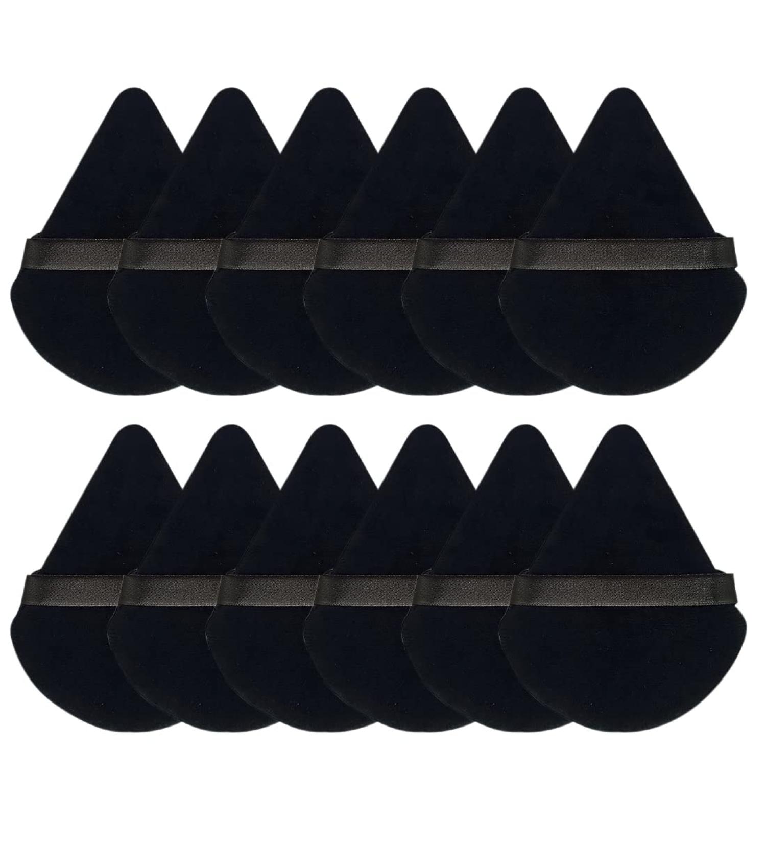 LIUJZZJ 12 Pieces Triangle Makeup Powder Puff - Soft Black Cosmetic Sponges for Loose Powder & Foundation - Perfect for Flawless Application - Buy Online on GoSupps.com