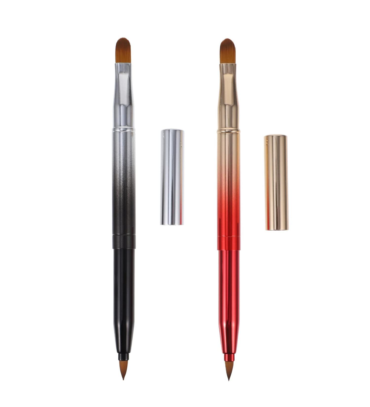 2Pcs Double- ended Lip Brush Retractable Makeup Brushes Portable Concealer Brush for Women Makeup - Buy Online on GoSupps.com