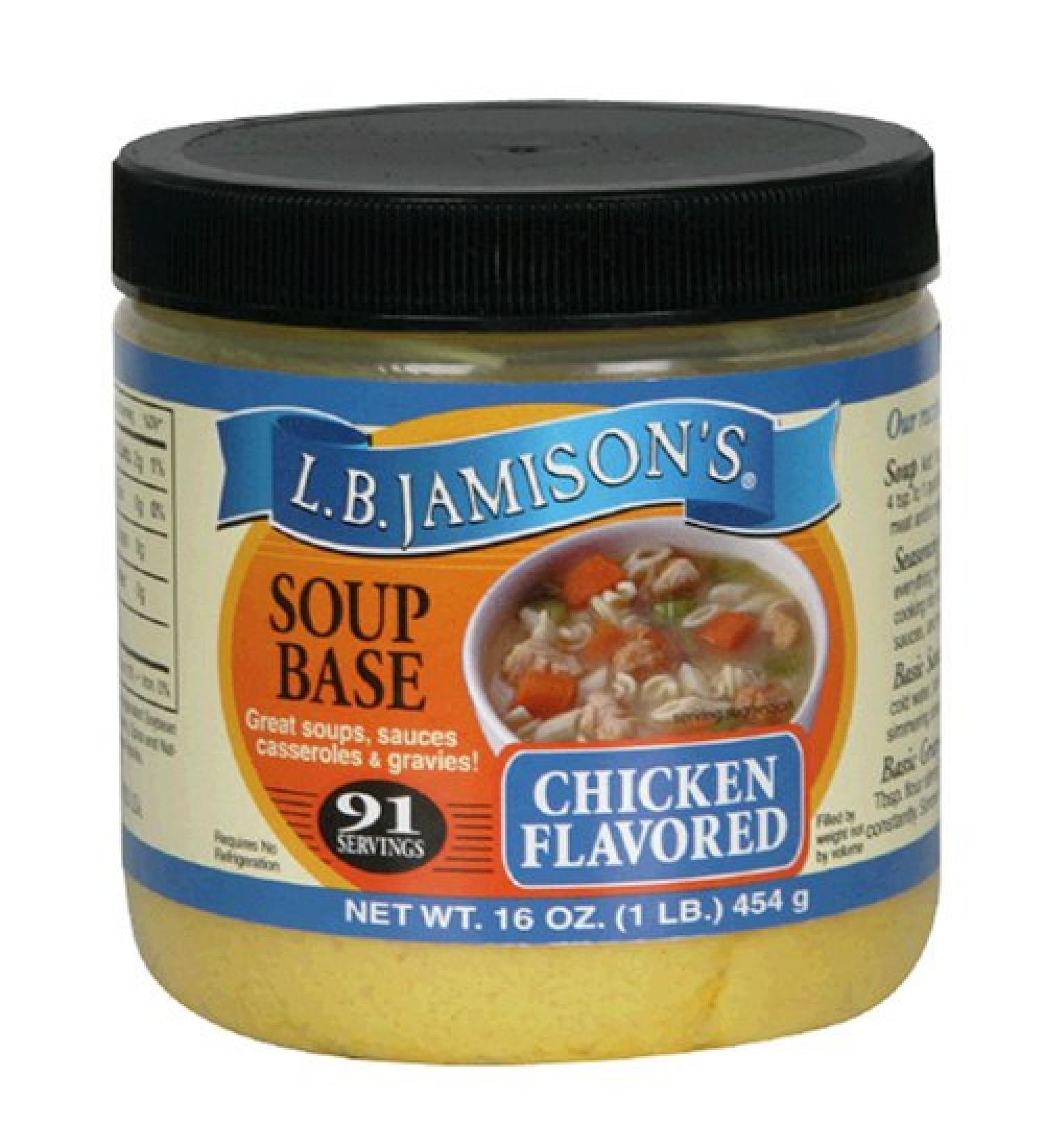 LB Jamison's Regular Soup Base, Chicken Flavored, 16-Ounce Jars (Pack of 6)