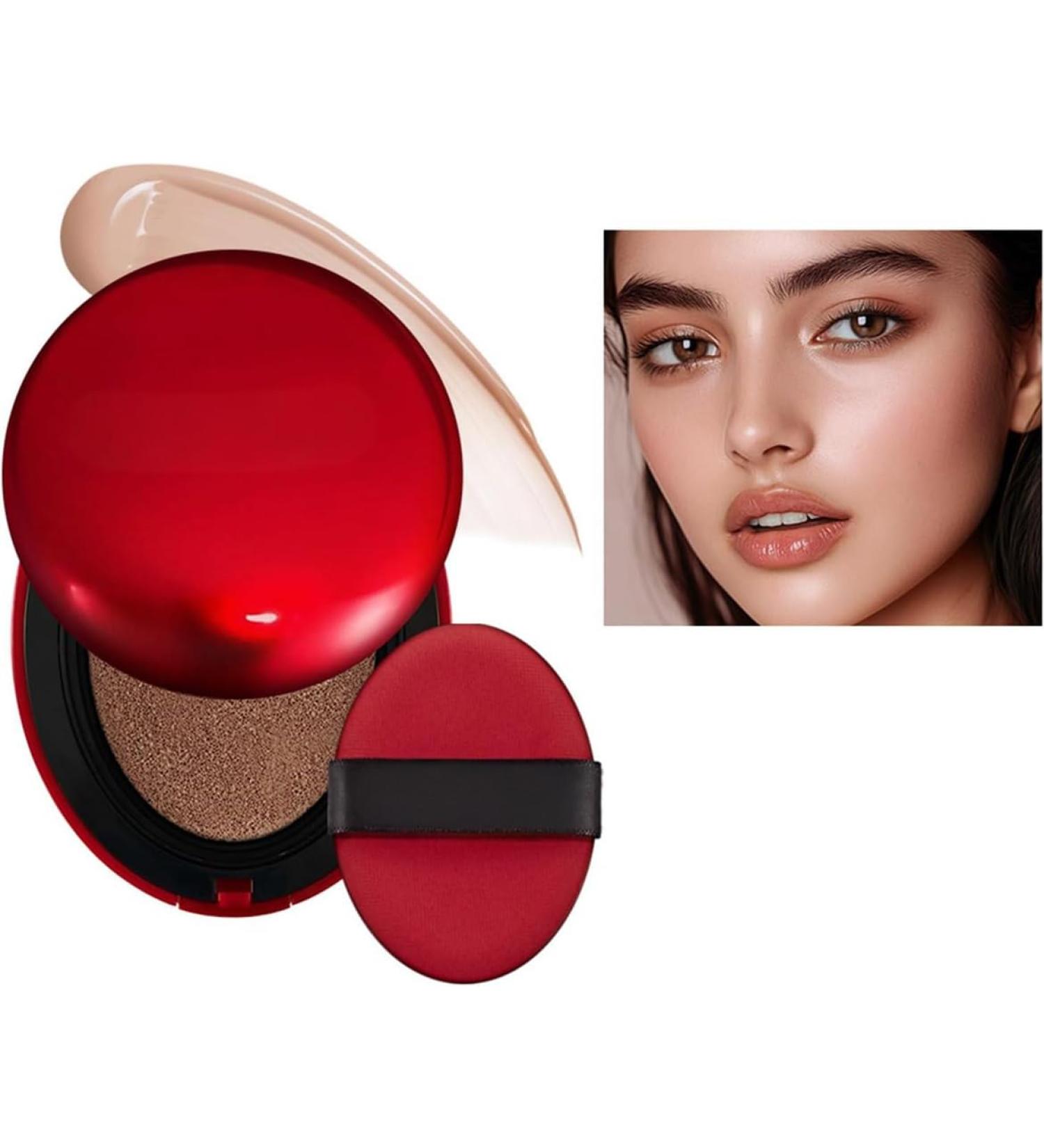  SONGVISON Super Fit Cushion Foundation Light Texture Semi-Matte Finish Buildable Coverage for 72 Hours. Waterproof Transparent Makeup Red+Shell+Air Maintaining Excellent Coverage - Buy Online on GoSupps.com