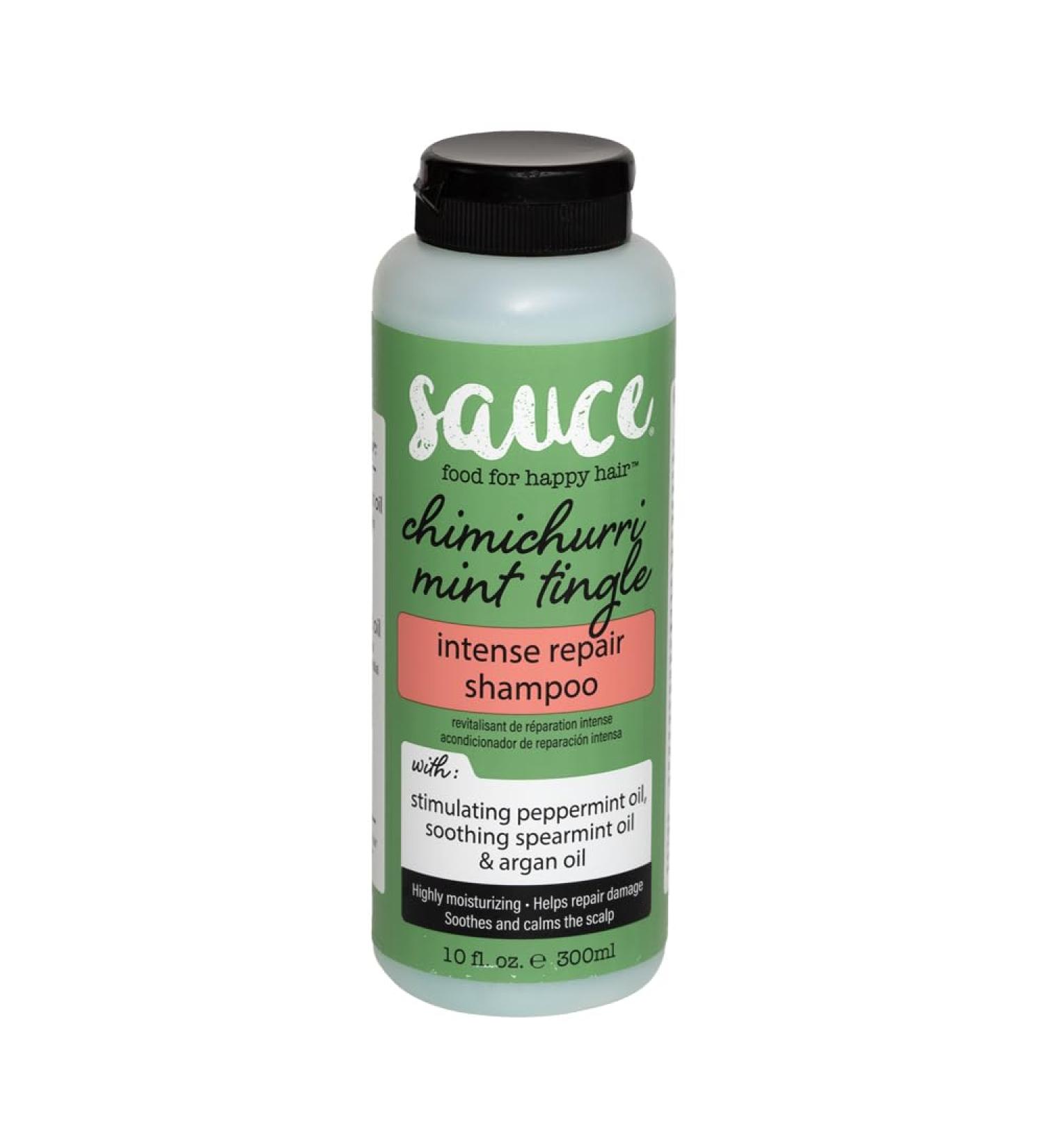SAUCE BEAUTY Intense Repair Shampoo - Chimichurri Mint Tingle | Hydrating Paraben & Sulfate-Free Shampoo with Argan & Peppermint Oil - 10 Fl Oz - Buy Online on GoSupps.com
