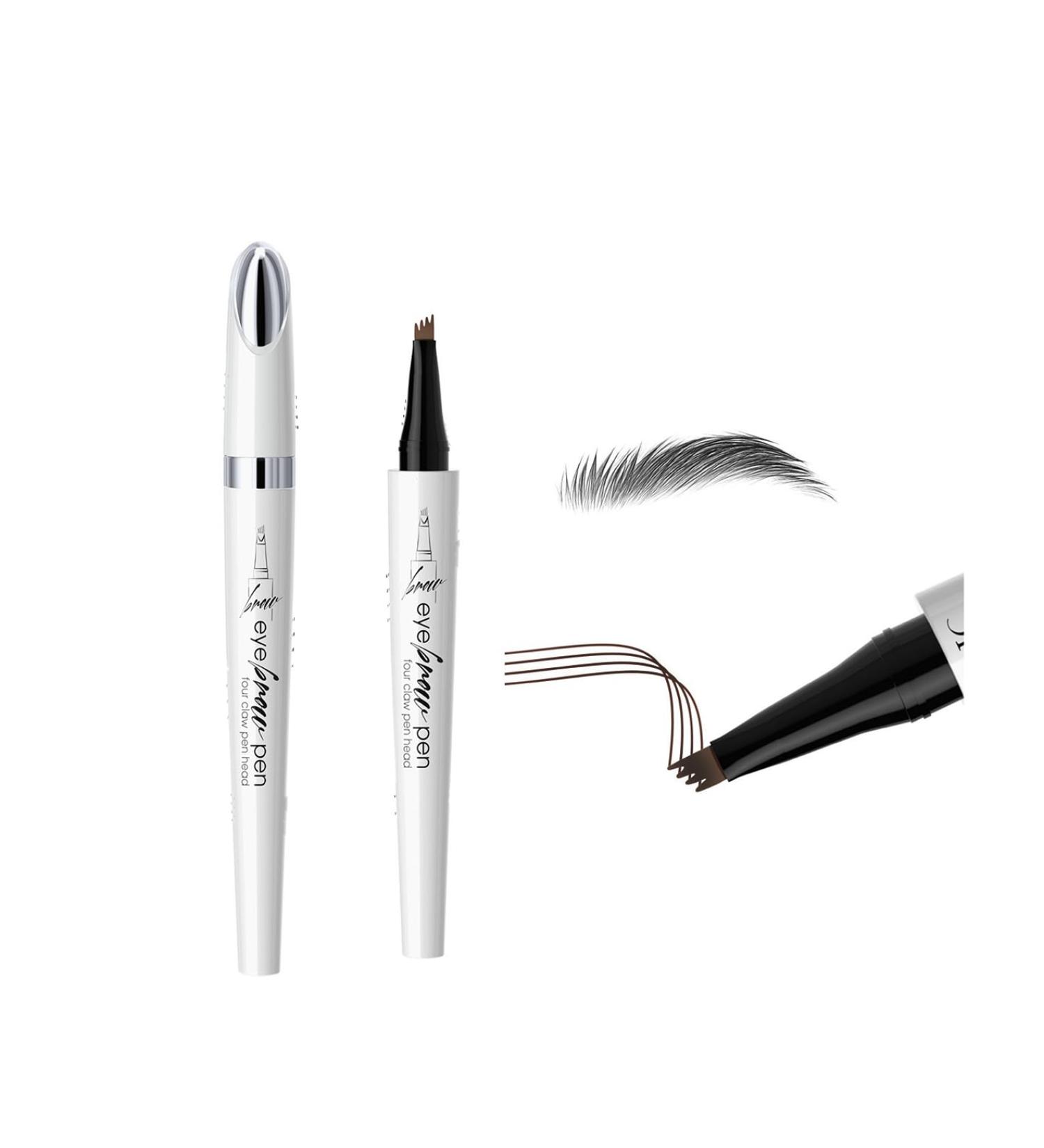 Upgraded Microblading Eyebrow Pen 4-Fork-Tip Magical Eyebrow Pencil 3D Eye Brow Pencil for Natural Hair-Like Brows Makeup Waterproof & Long-Lasting Stay on All Day (Gray) - Buy Online on GoSupps.com