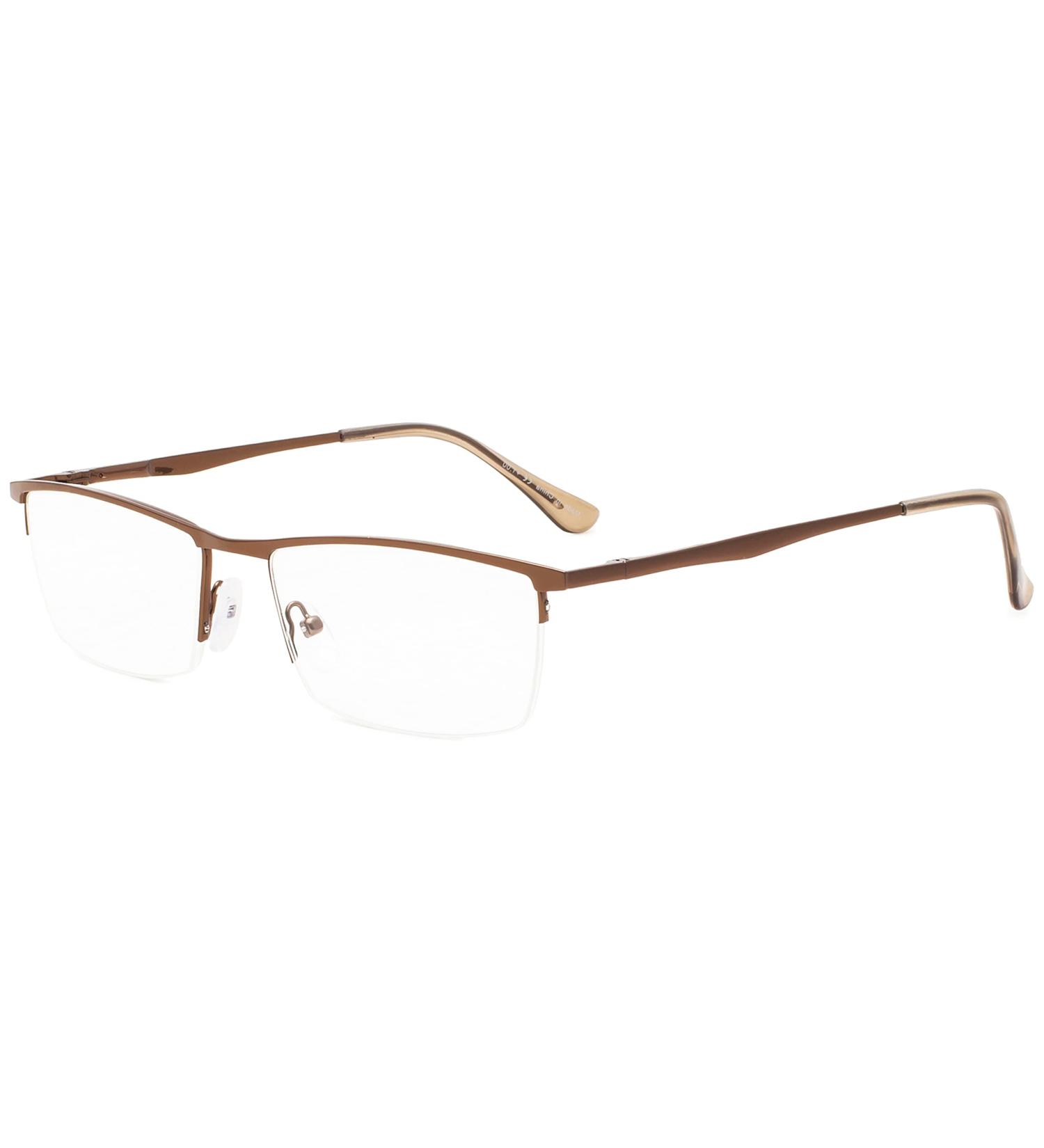 Eyekepper Half Rim Metal Reading Glasses +0.75 | Stylish Brown Spring Hinge Eyewear for Comfort - Buy Online on GoSupps.com
