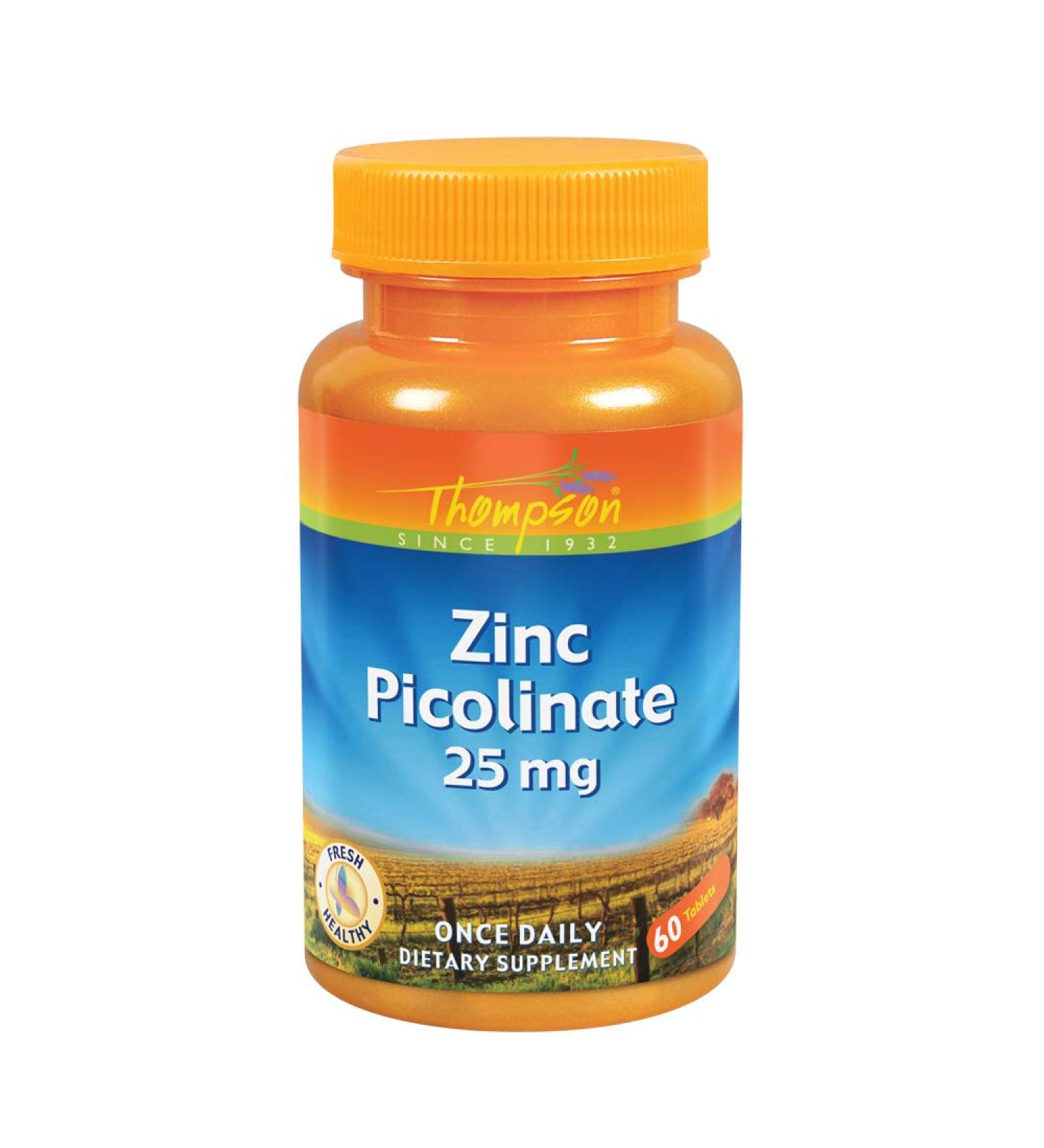 Thompson Zinc Picolinate 25 mg - 60 Tablets for Immune Support & Wellness - Buy Online on GoSupps.com