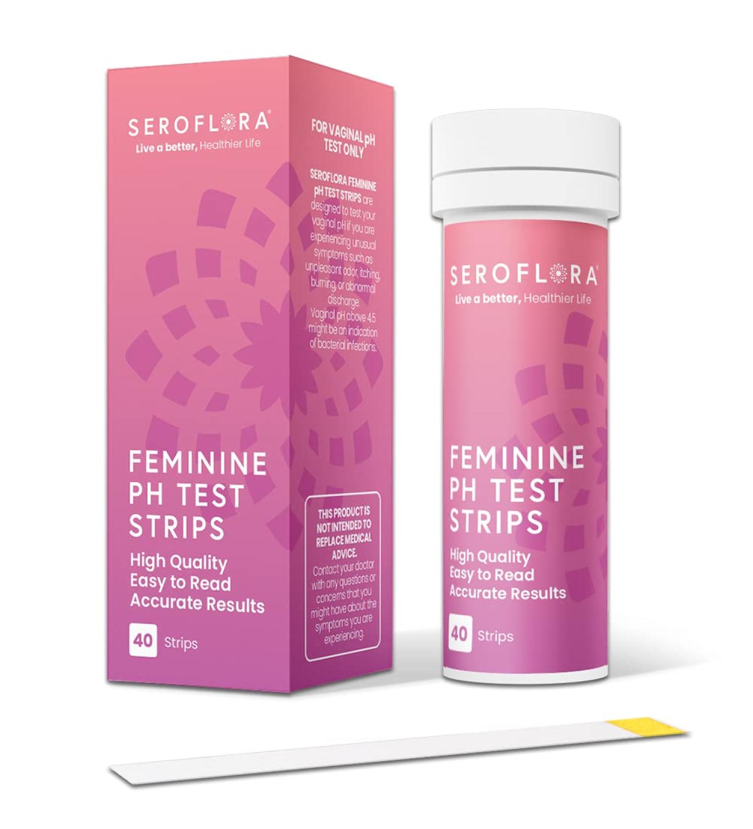 Seroflora Vaginal pH Test Strips for Women - Monitor Vaginal Health & Yeast Infection - 40 Pre-Cut pH Strips - Accurate Balance for Women's Acidity & Alkalinity - Buy Online on GoSupps.com