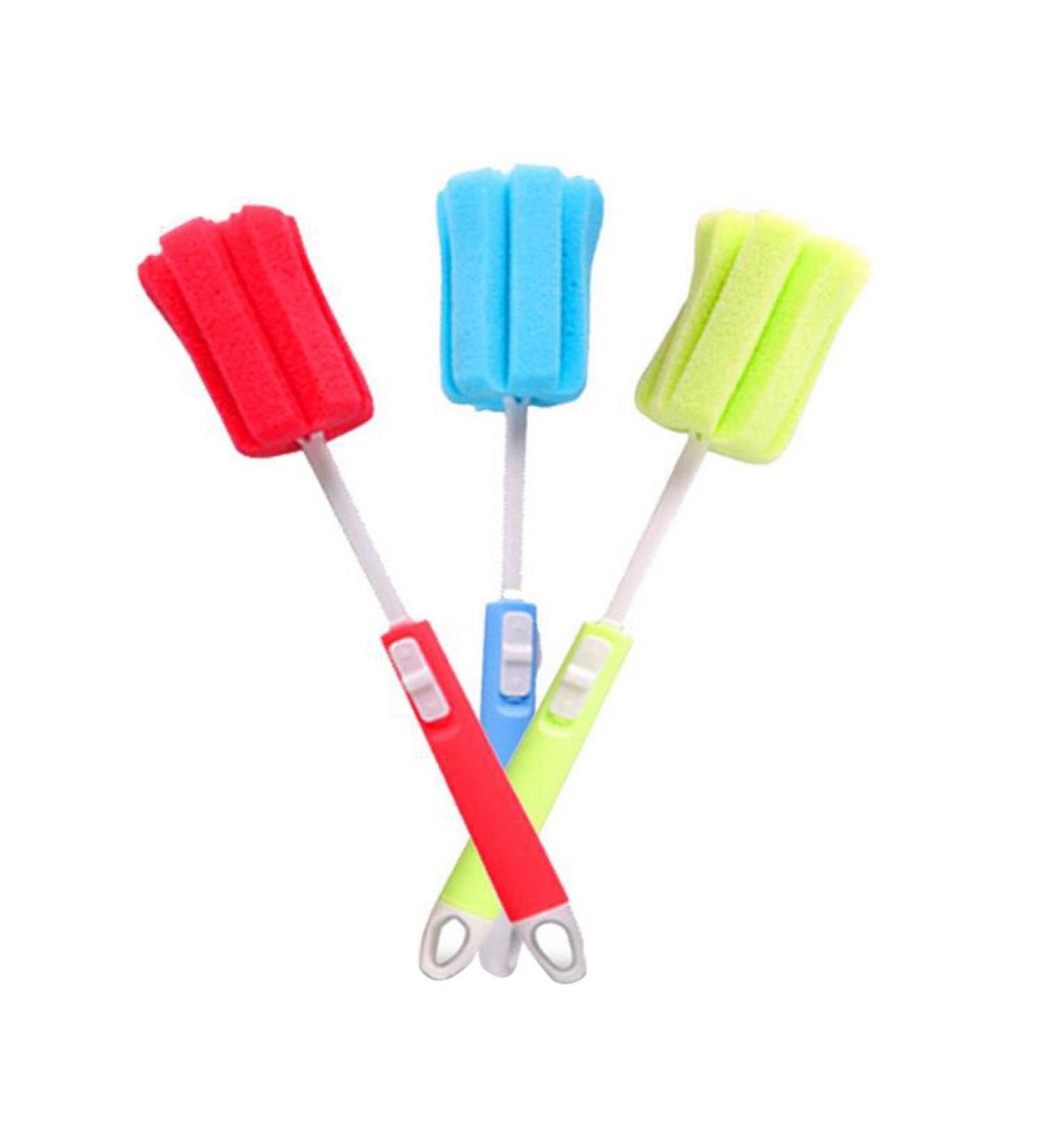 3PCS Adjustable Sponge Cleaning Brush Cleaner with Plastic Long Handle and Hanging Hole Cup Feeding Bottle Scrubber Washing Cleaning Brushes for Coffee Glasses Pot Milk Cup Mugs Winebottle Baby Bottles(Color Random) - Buy Online on GoSupps.com