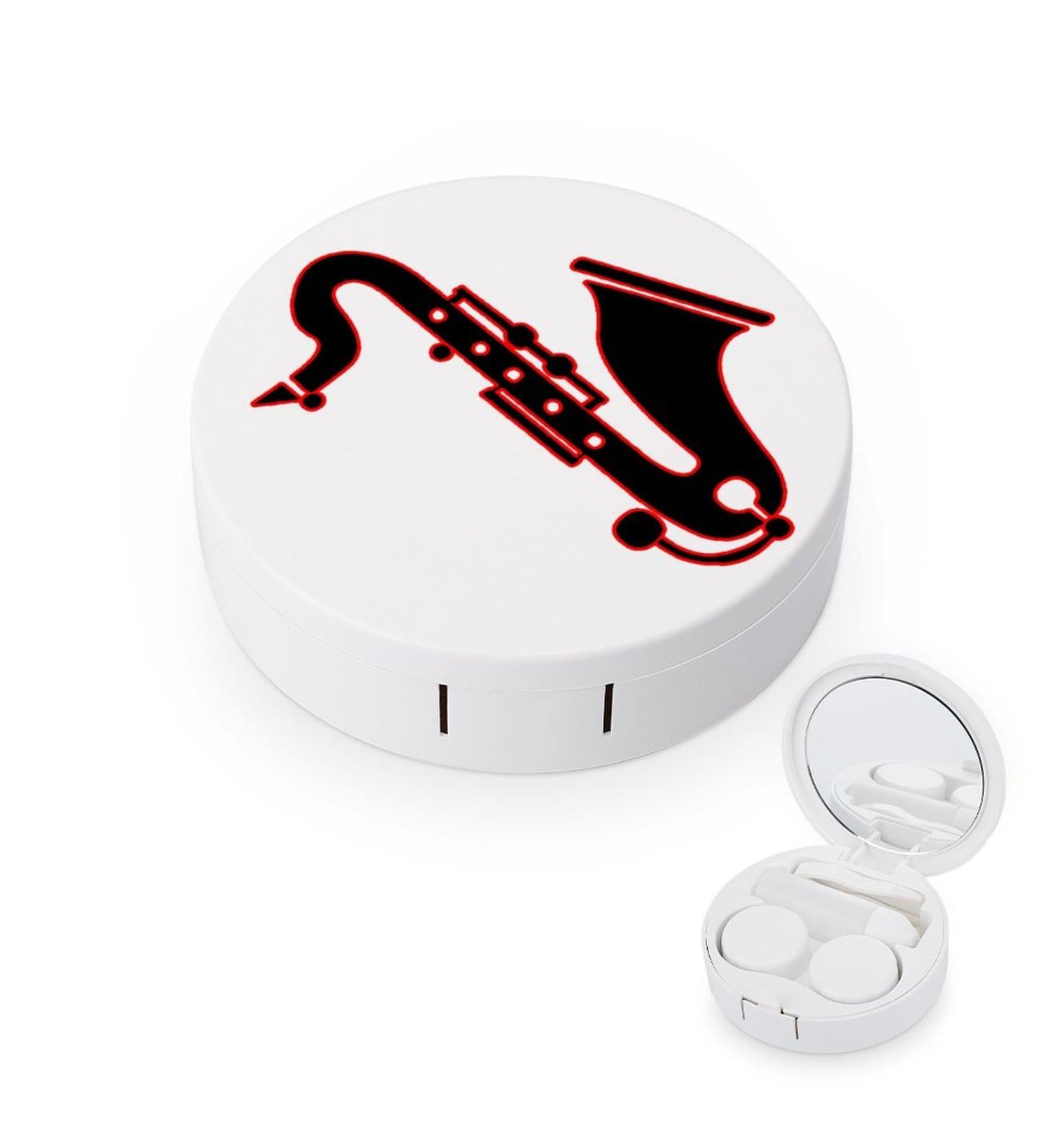 Saxophone Round Case - Cute Portable Contact Lens Kit with Mirror & Storage | International Shipping - Buy Online on GoSupps.com