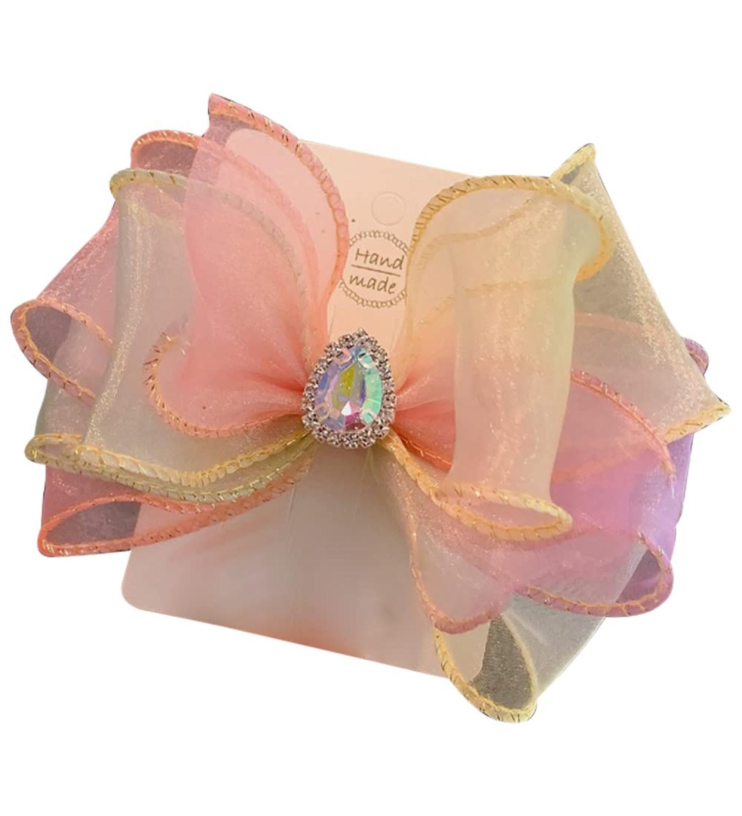 FEIFEI'S BOW Baby Girls Princess Chiffon Diamond Crown Unicorn Hair Clip | Multi Colour Toddler Party Dress Costume Bow - Buy Online on GoSupps.com