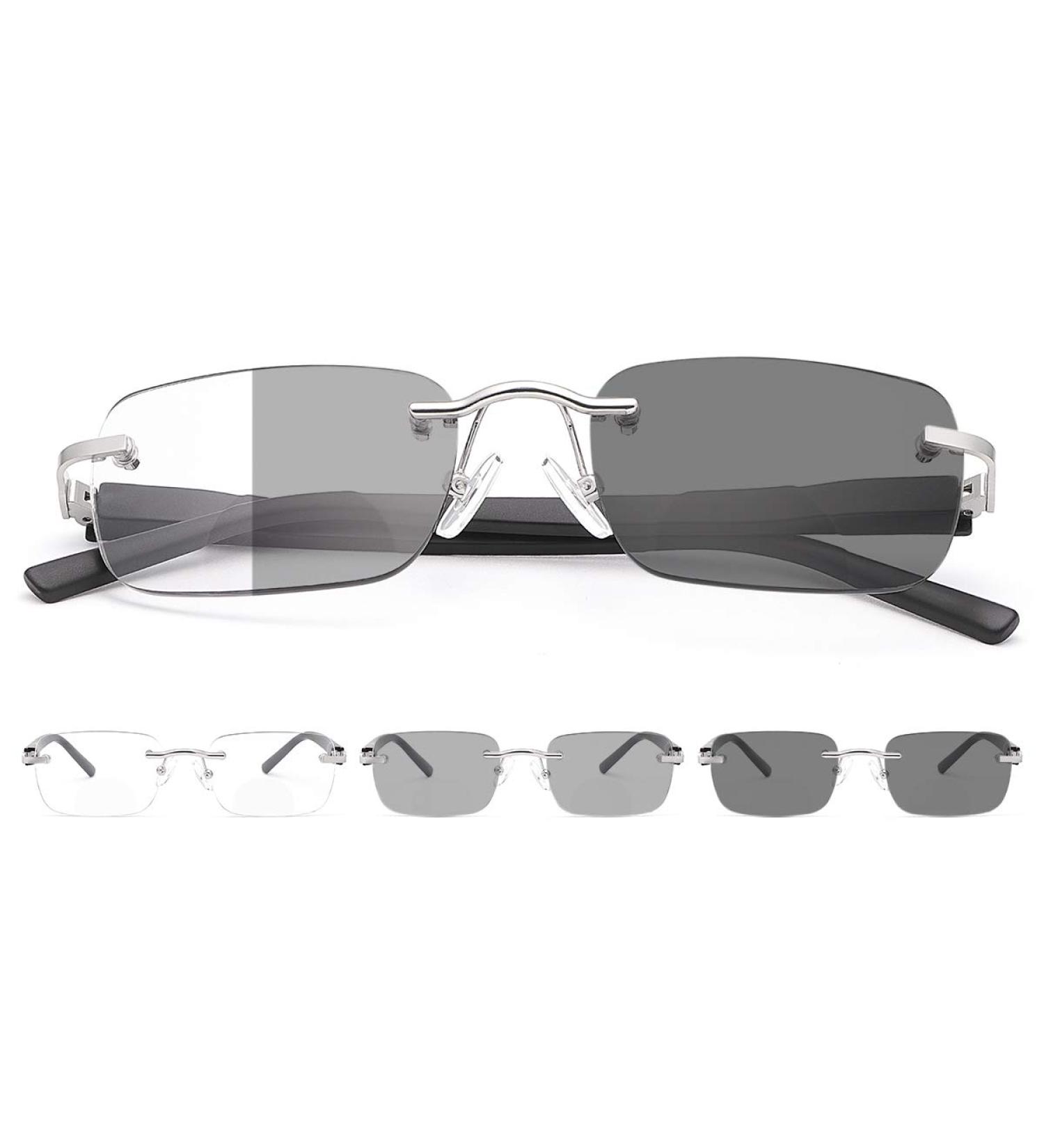 Yimi Randlos Photochrome Bifocal Reading Glasses | UV400 Protection Blue Light Blocking Spring Hinge | Black 2.0x | International Shipping - Buy Online on GoSupps.com