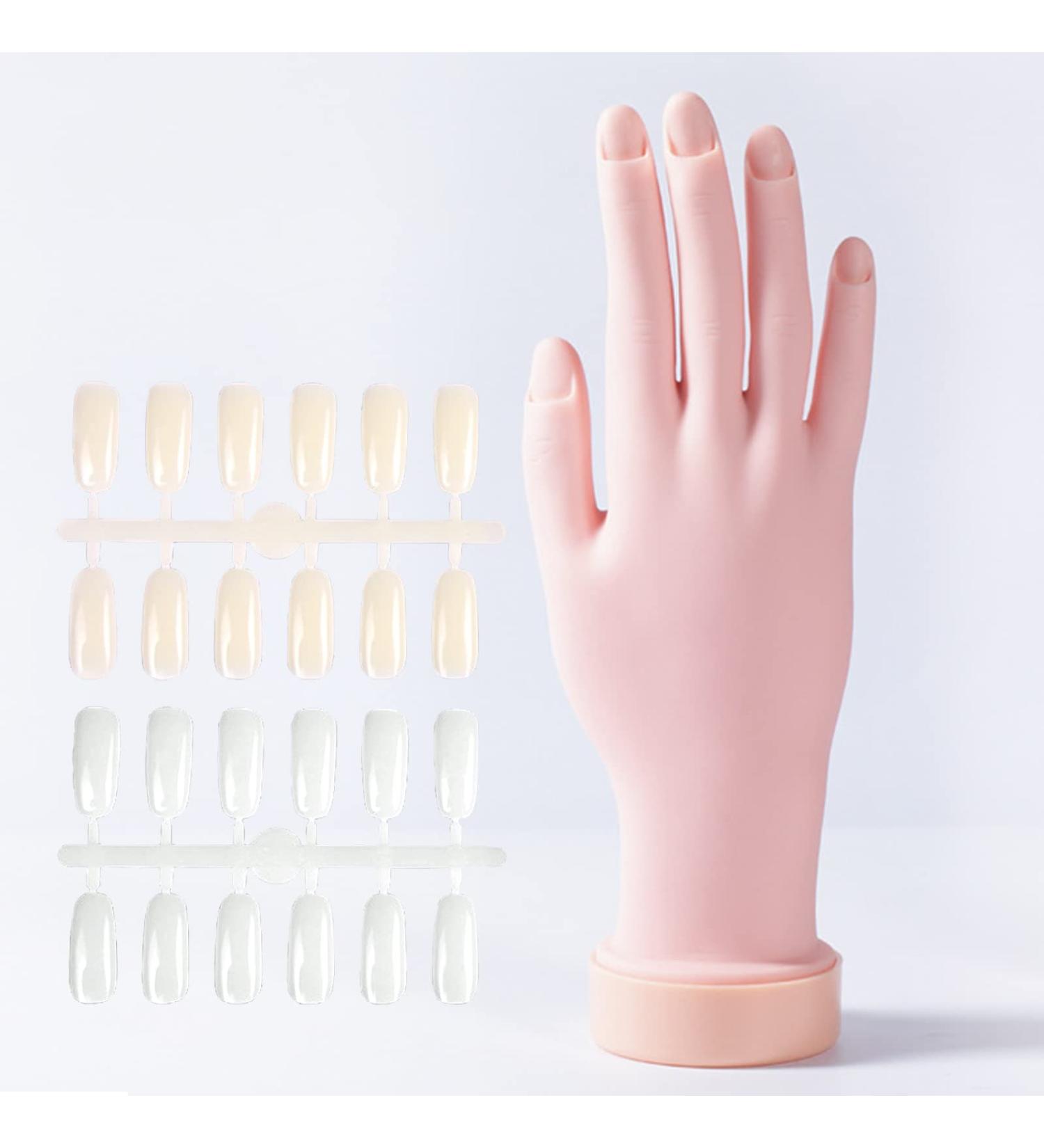 Bueuo Flexible Movable Nail Practice Hand with 60 Replaceable Nail Tips - White Complexion - Buy Online on GoSupps.com