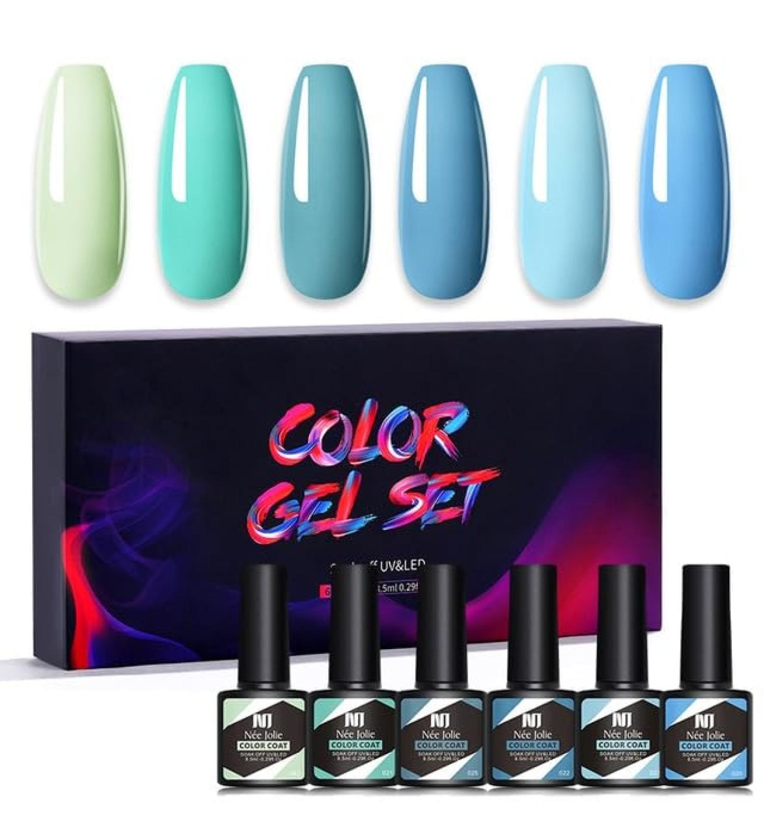 6Pcs Gel Nail Polish Set Gel Polish Glitter Kit for Manicure Nail Design Art Semi Permanent Varnish Hybrid Base Top Coat - (Color: MJ-6913) - Buy Online on GoSupps.com