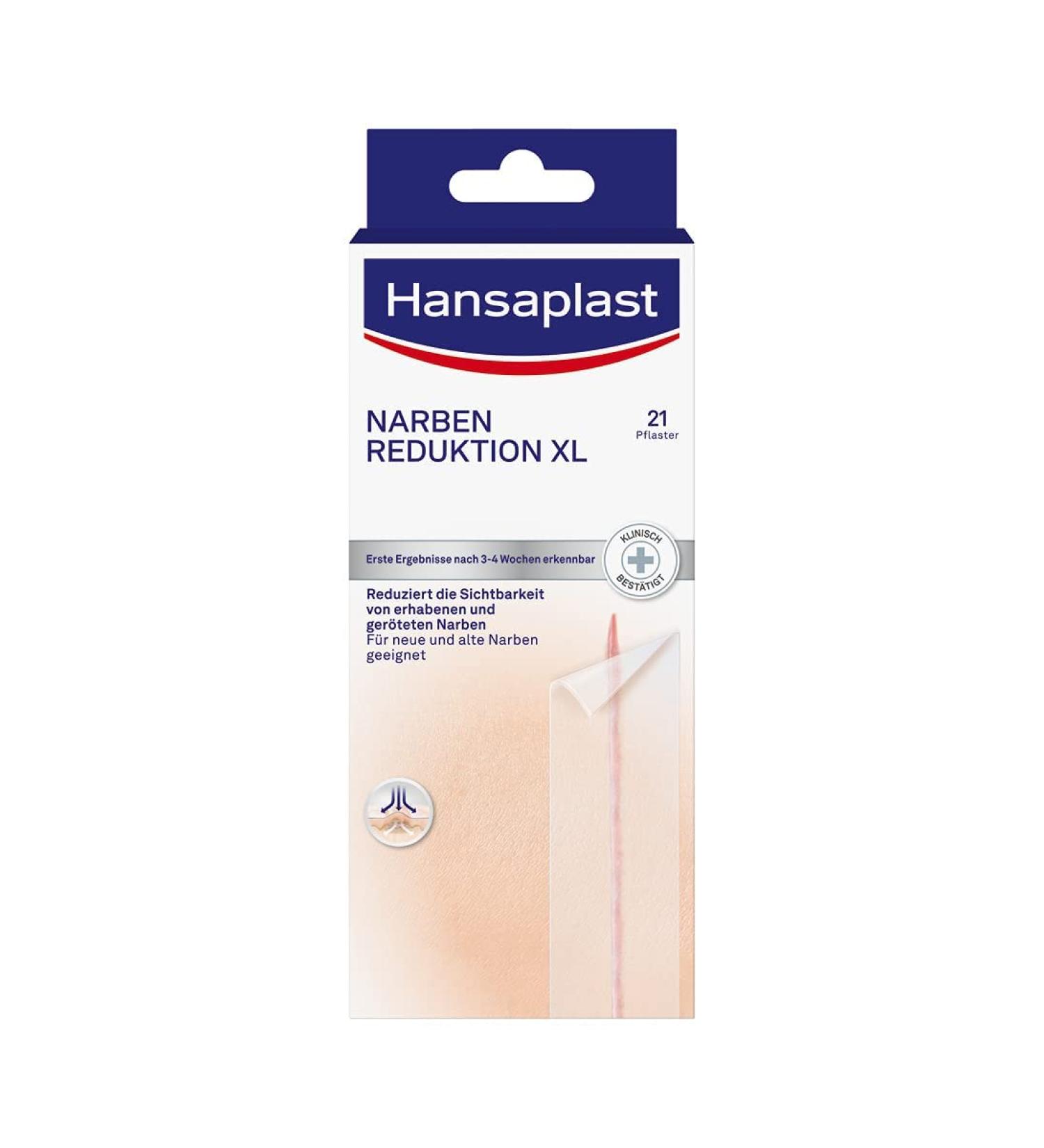 Hansaplast Scar Reduction Plasters - 21 XL Pieces (3 cm x 14.6 cm) for Visible Scar Healing | Soft & Flat Scars - Buy Online on GoSupps.com