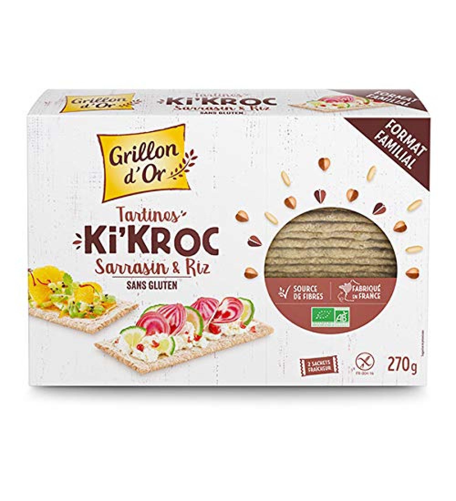 Grillon D'Or Ki'Kroc Buckwheat and Rice Tartines 270 g Unit - Buy Online on GoSupps.com