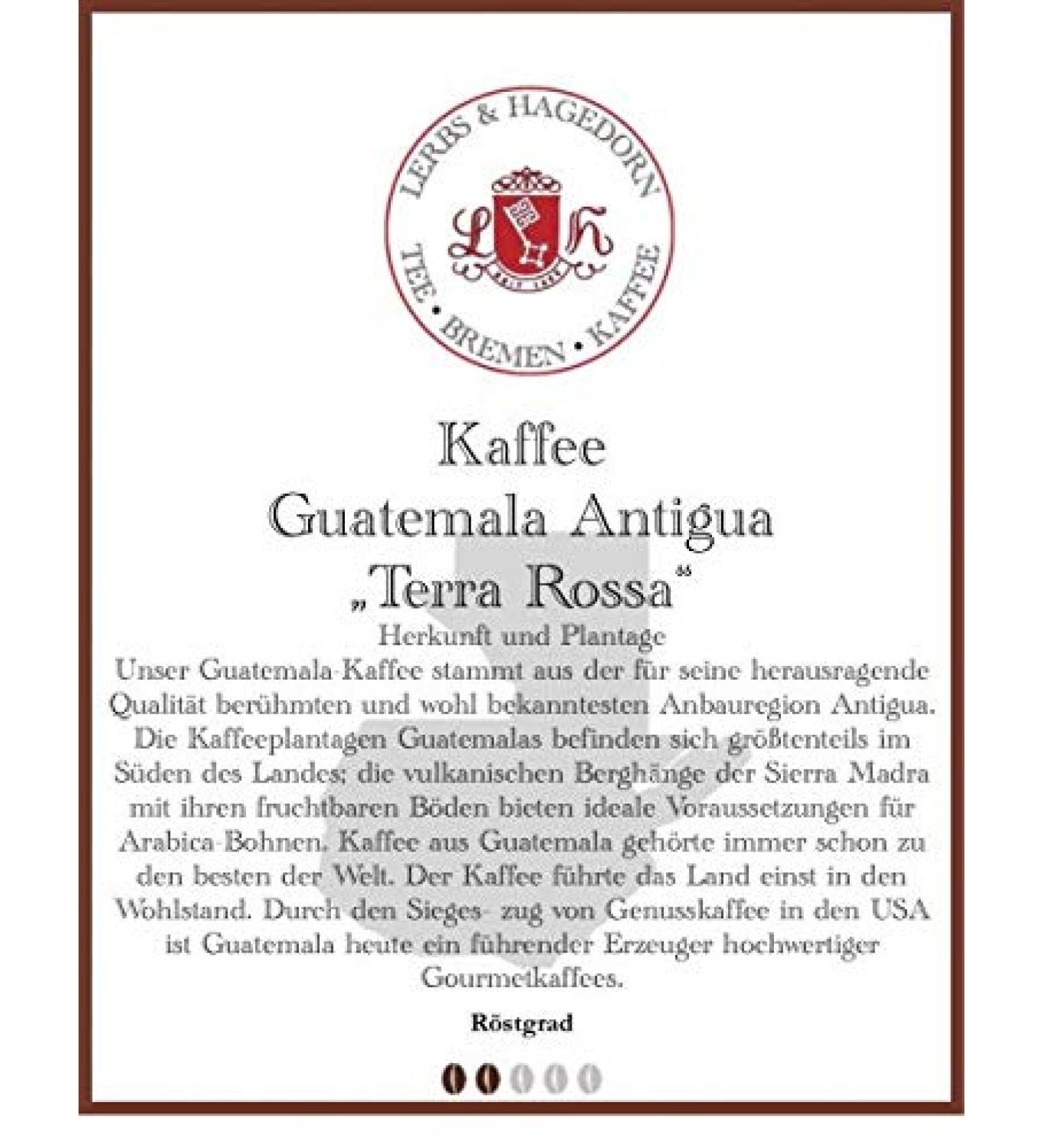 Lerbs & Hagedorn Guatemala Antigua Terra Rossa Coffee 1 kg