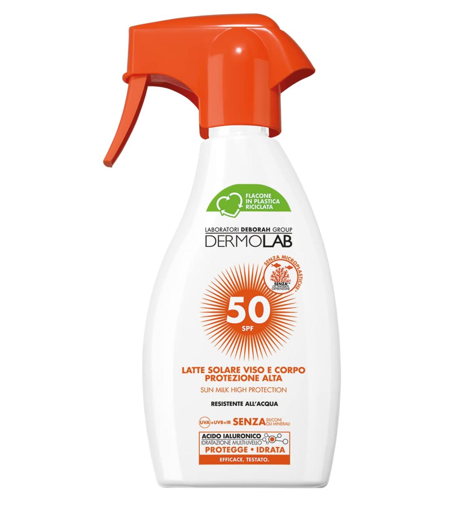 Dermolab - Face and body spray sunscreen lotion high protection SPF 50 for fair and delicate skin counteracts skin aging and UVA rays water-resistant dermatologically tested 250 - Buy Online on GoSupps.com
