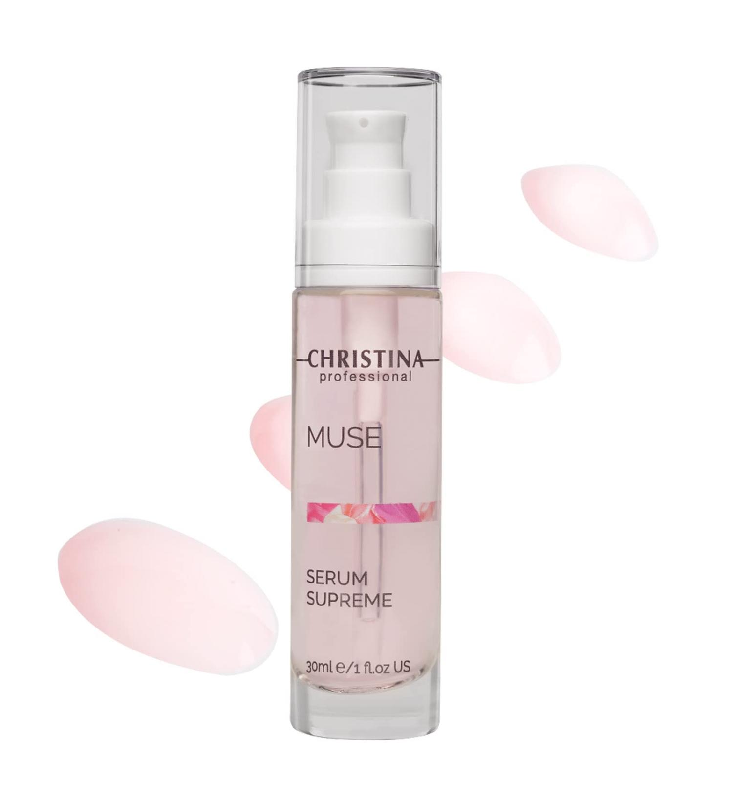 Christina Muse Supreme Serum for Face with Hyaluronic Acid | Quick Absorption Face Serum for Hydration and Antioxidant Effect | Reduces Aging Signs | Delicate Rose Scent | For All Skin Types 30ml - Buy Online on GoSupps.com