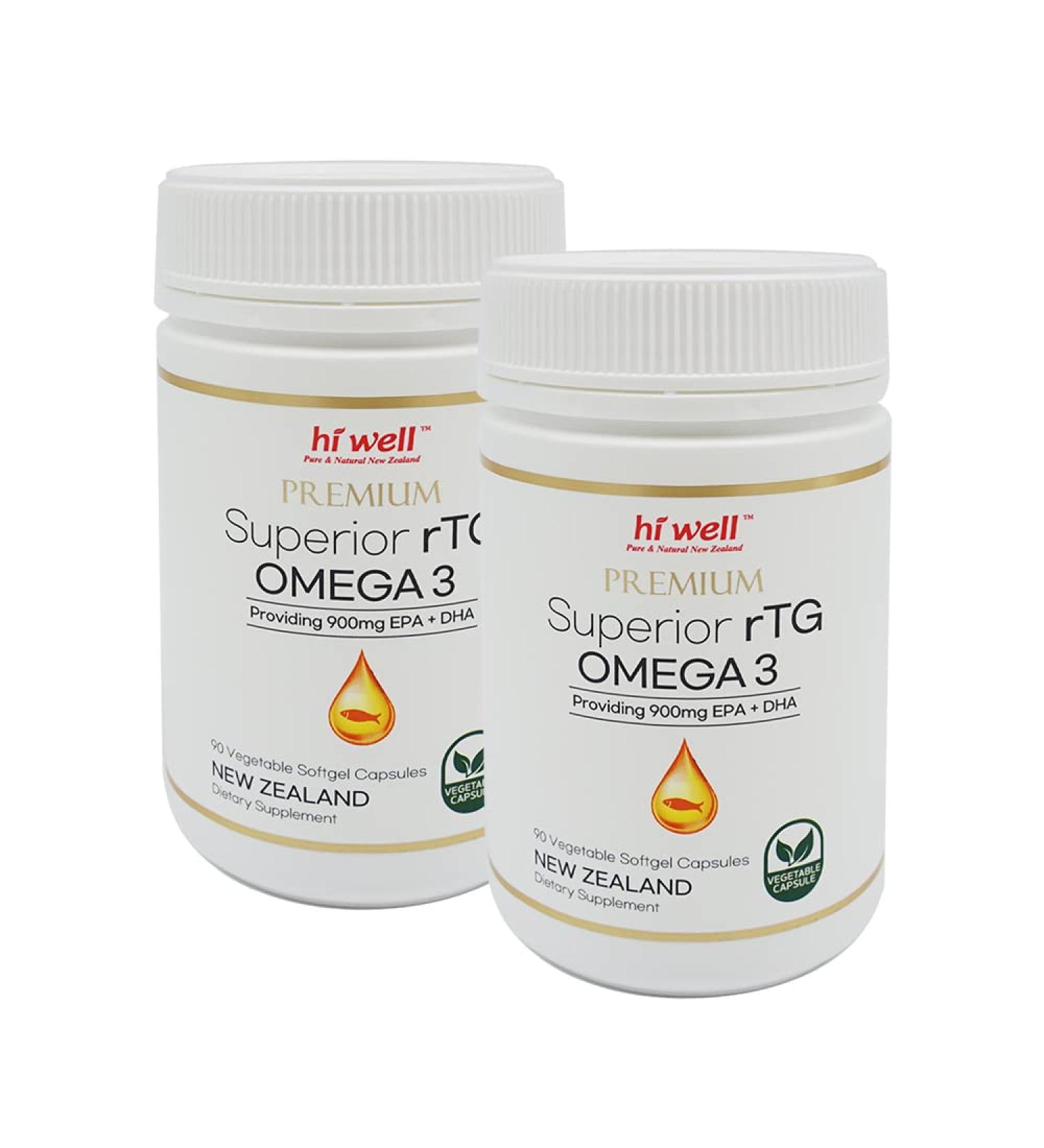 (Pack of 2) Hi Well Premium Superior rTG Omega 3 90Vegetable Softgel Capsules - Buy Online on GoSupps.com