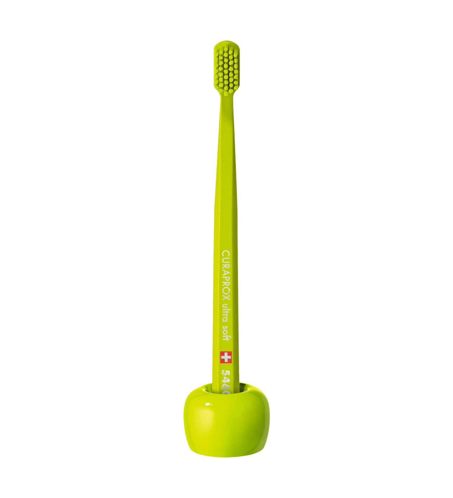 Curaprox Ceramic Toothbrush Holder - Green - Stylish & Durable Toothbrush Base for International Shipping - Buy Online on GoSupps.com
