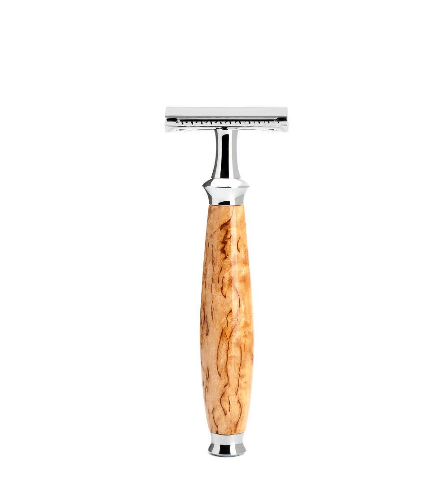 M HLE Safety Razor - Purist Series - Karelian Curly Birch