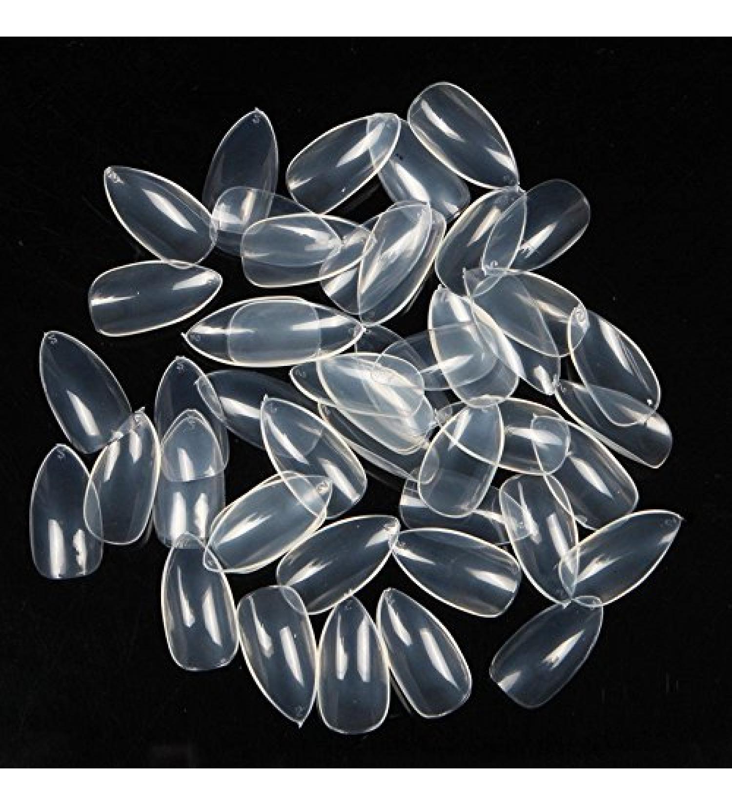 Yimart 500pcs Stiletto Clear False Nails - Oval Sharp Full Cover Nail Tips for Acrylic & Gel - Nail Art Decoration Salon - Buy Online on GoSupps.com