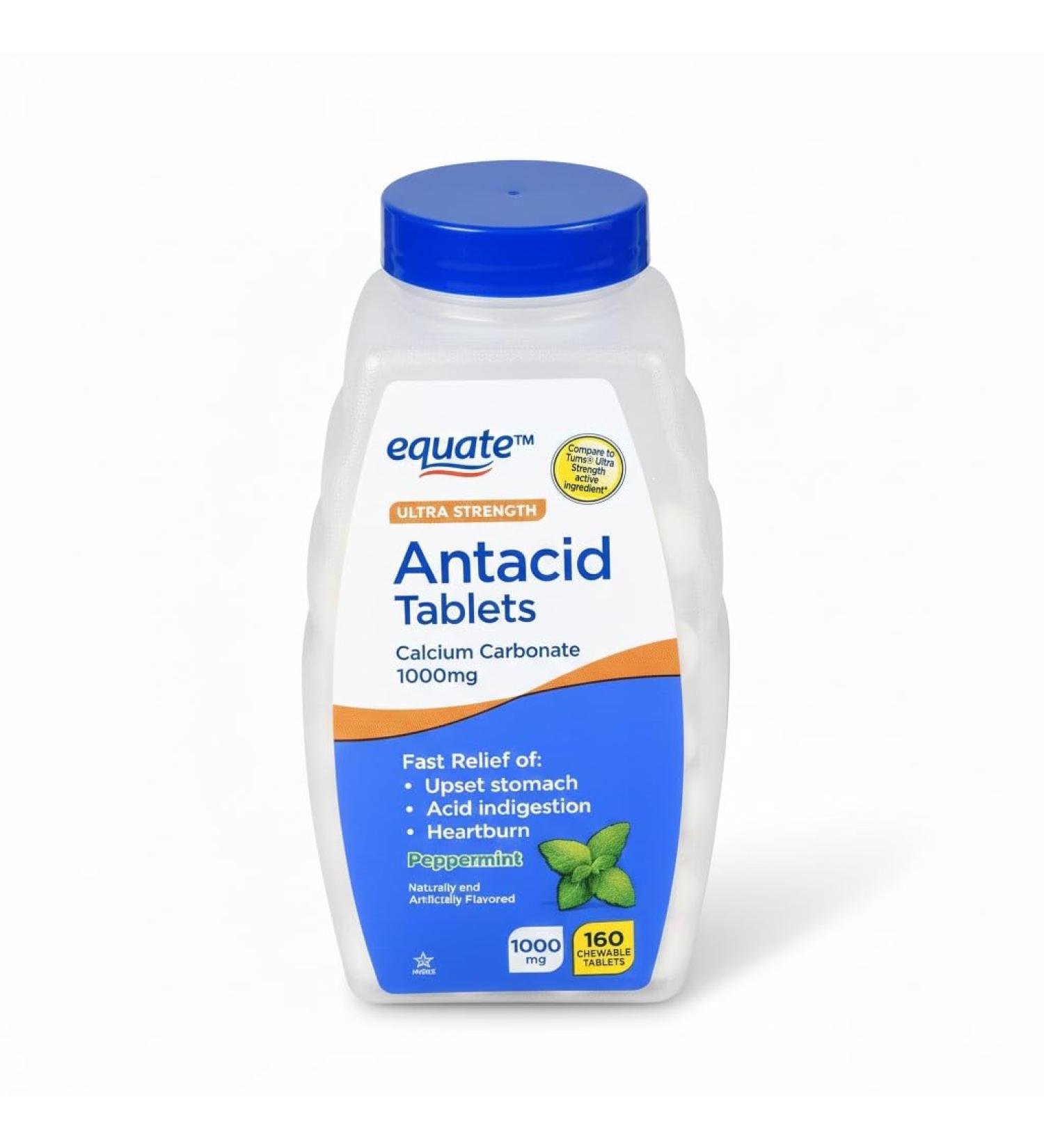Antacid Tablets Chewable Peppermint Flavor Anti Acid Tablets 1000mg Calcium Carbonate 160 Count - Buy Online on GoSupps.com