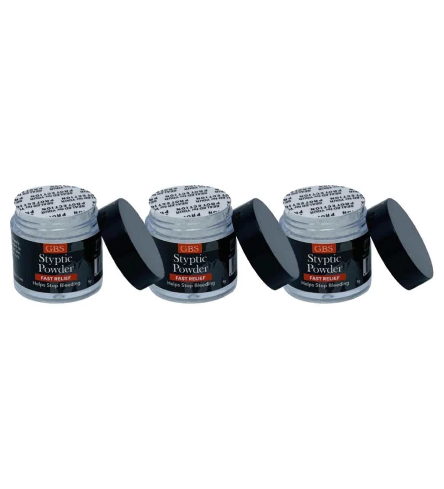 G.B.S Styptic Powder 5G - Pack of 3 with Twist-off Cap and Protective Seal - Fast-Acting Solution for Cuts and Nicks - Buy Online on GoSupps.com