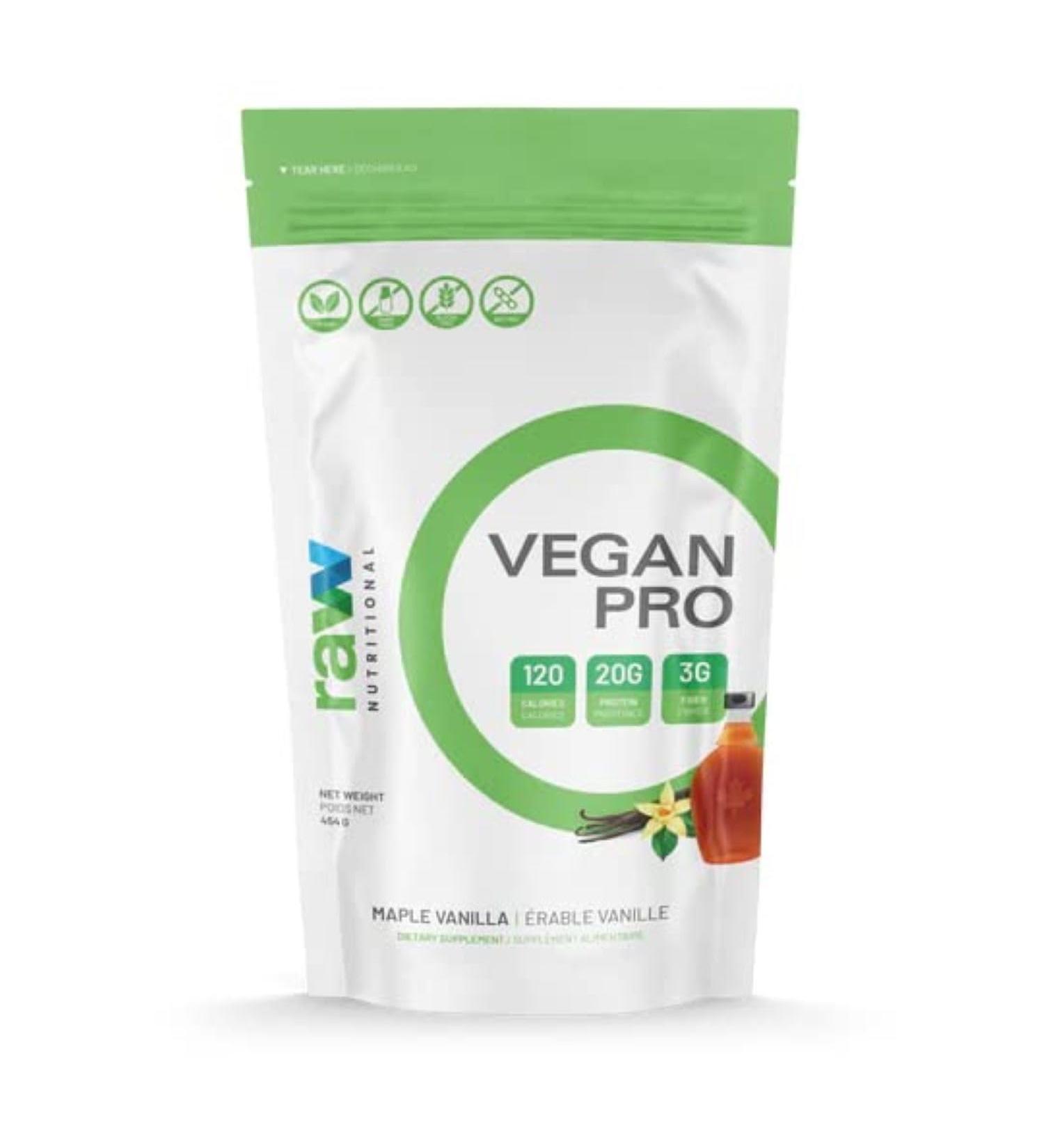 Raw Nutritional Vegan Pro Organic Plant Based Protein Powder | No Artificial Sweeteners | Non-GMO | Gluten-free | 20g Pea Protein Per Serving | 1LB (Maple Vanilla) Maple Vanilla 454.00 g (Pack of 1) - Buy Online on GoSupps.com