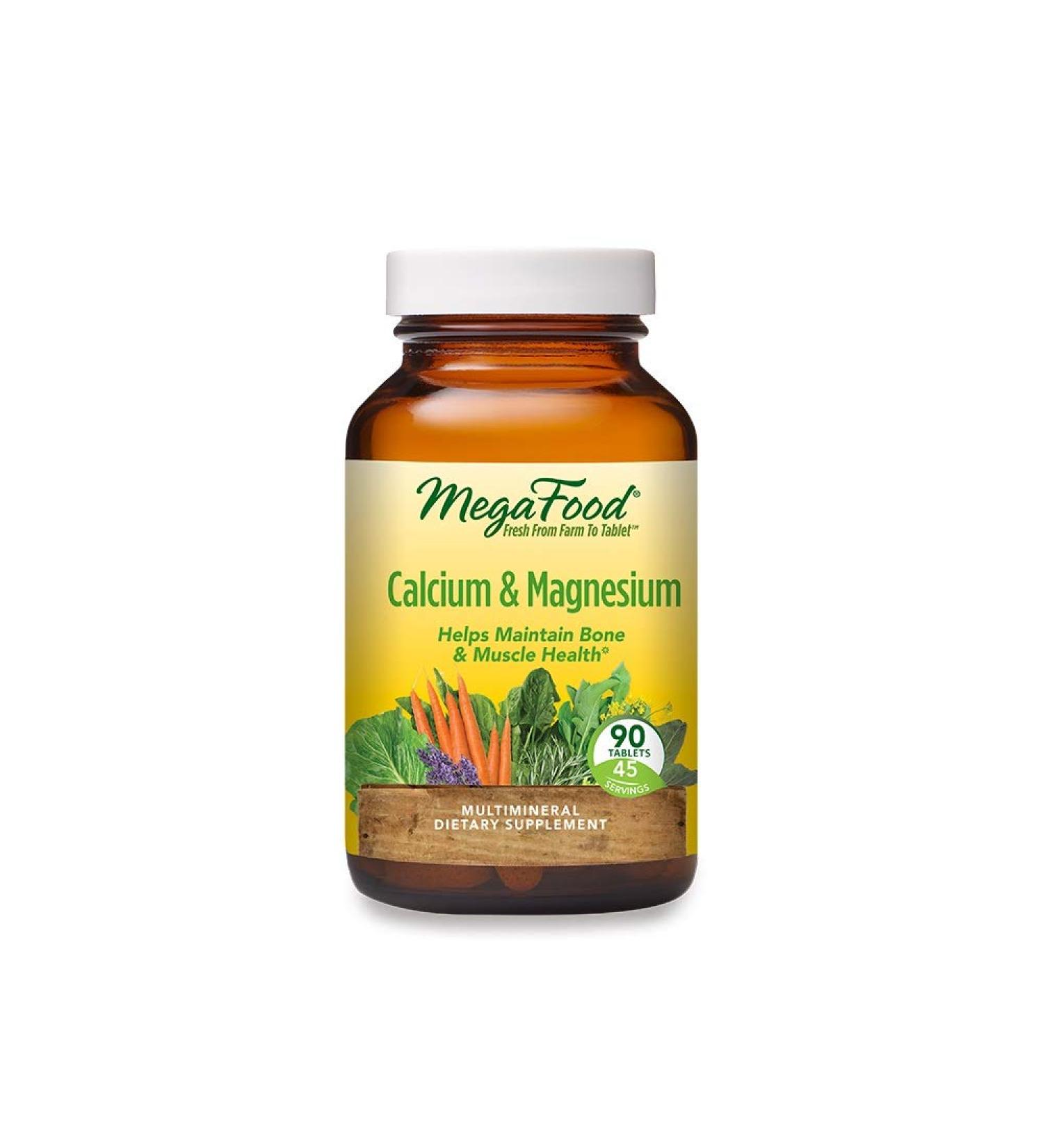 Organic MegaFood Calcium & Magnesium 90 Tablets - Supports Bone Health & Muscle Function - Buy Online on GoSupps.com