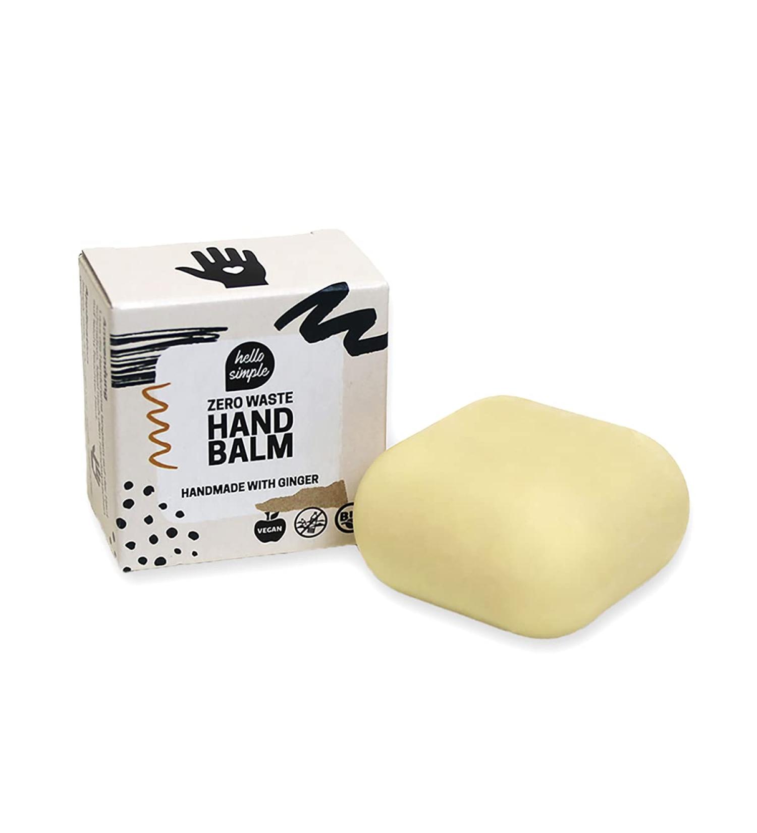 Hello Simple Solid Hand Cream - Zero Waste Vegan Hand Balm | Sustainable Natural Cosmetics | Plastic-Free & Microplastic-Free | 25g Ginger - Buy Online on GoSupps.com