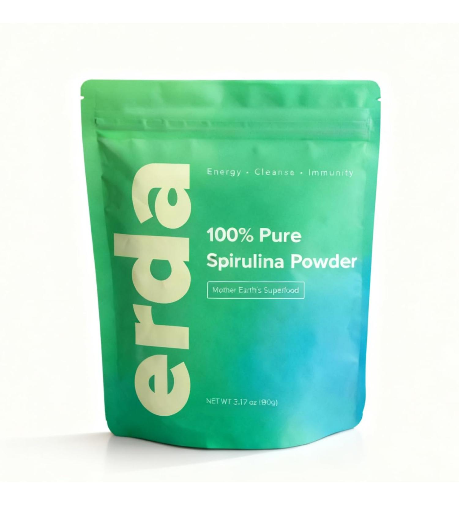 Erda Nutrition Organic Spirulina Powder 90g Premium Plant-Based Superfood | Vegan Non-GMO Nutrient-Dense Green Powder for Energy Immunity & Detox - Buy Online on GoSupps.com