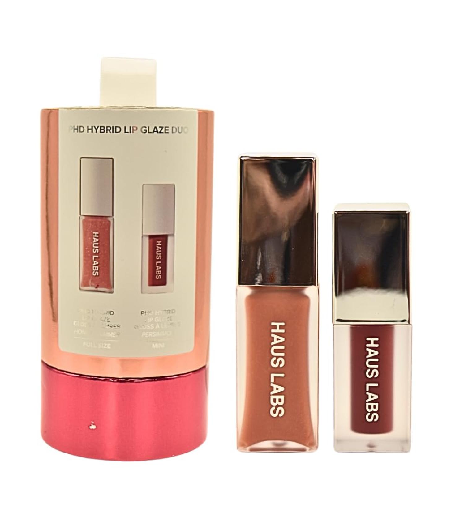 Haus Labs PHD Hybrid Innovation Plumping Lip Glaze Duo - Honey Shimmer Full Size & Persimmon Mini - Buy Online on GoSupps.com