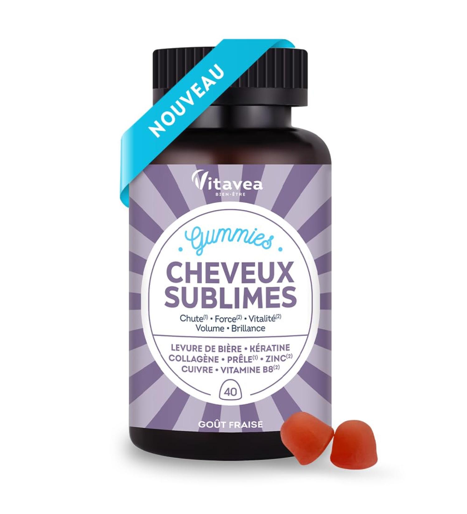 Vitavea Well-being - Sublime Hair Gummies - Promotes Hair Growth - Biotin Brewer's Yeast Keratin Zinc Collagen - Hair Loss Volume Shine - 40 Red Fruit Gummies - Buy Online on GoSupps.com