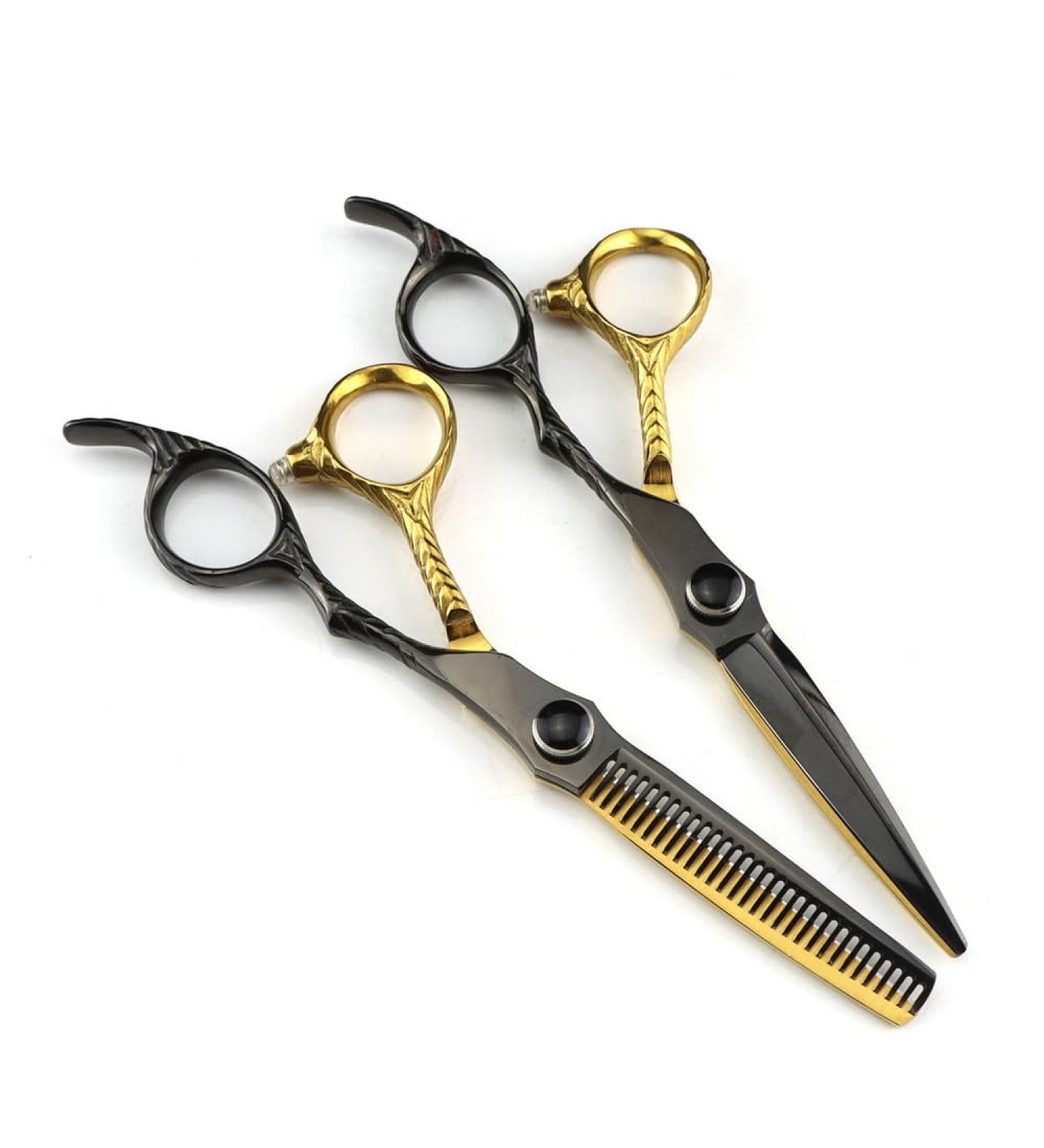 Hair Cutting Scissors 6 Inch Professional JP 440c Steel Scissor Black Gold Hair Scissors Haircut Thinning Barber Cutting Shears Hairdressing Scissors Set - Buy Online on GoSupps.com