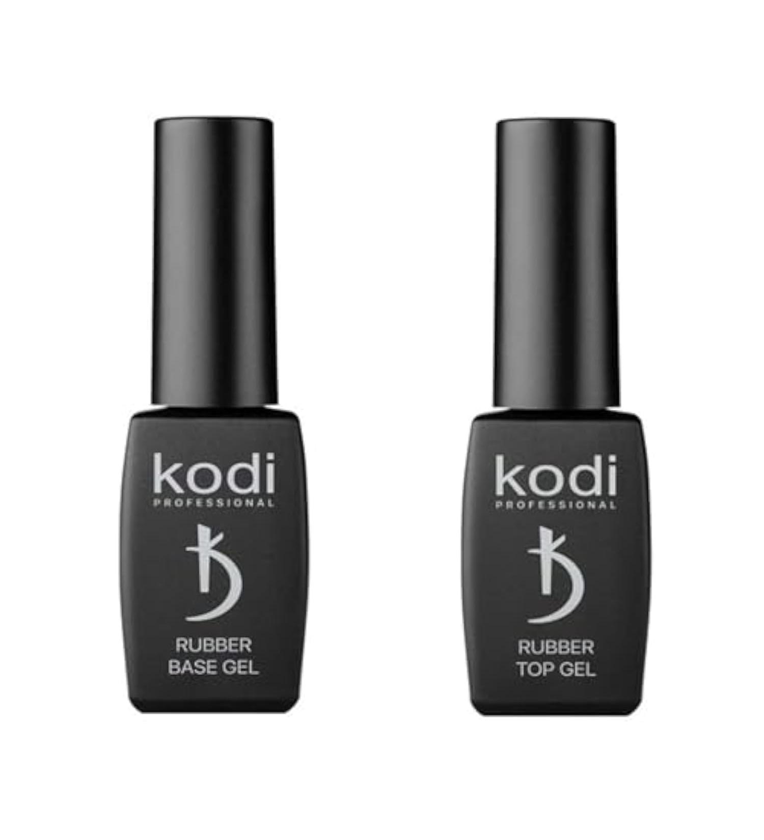 Kodi Professional BEST SET 2in1 Rubber BASE 8ml. (0.27oz) + Rubber TOP 8ml. (0.27oz) Gel LED/UV Nail Polish Coat Soak Off Original