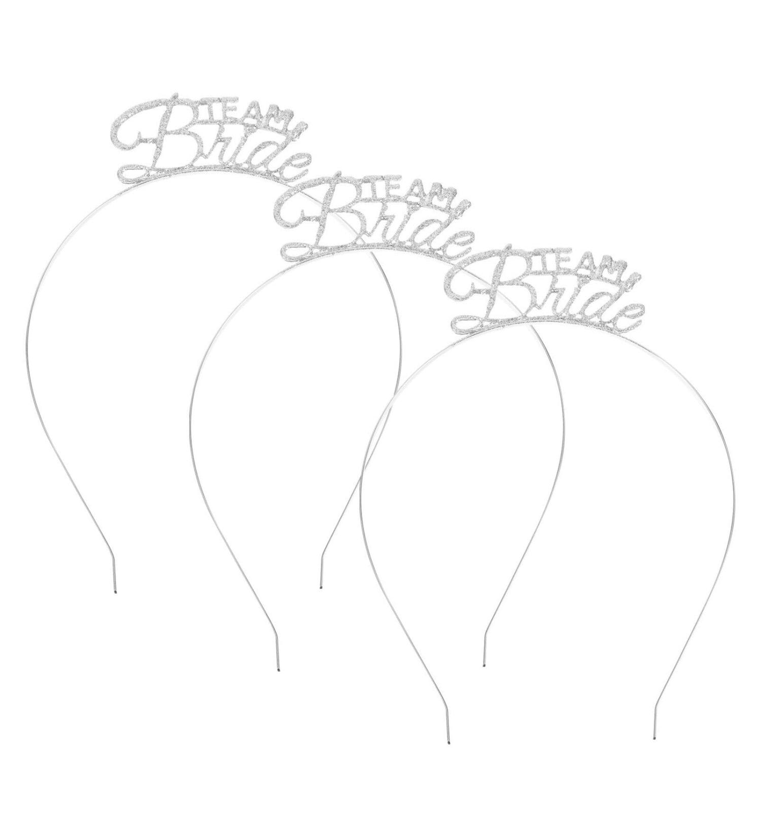 Buy Minkissy 3-Pack Team Bride Tiara Headbands for Hen Parties - Silver Party Accessories | International Shipping - Buy Online on GoSupps.com