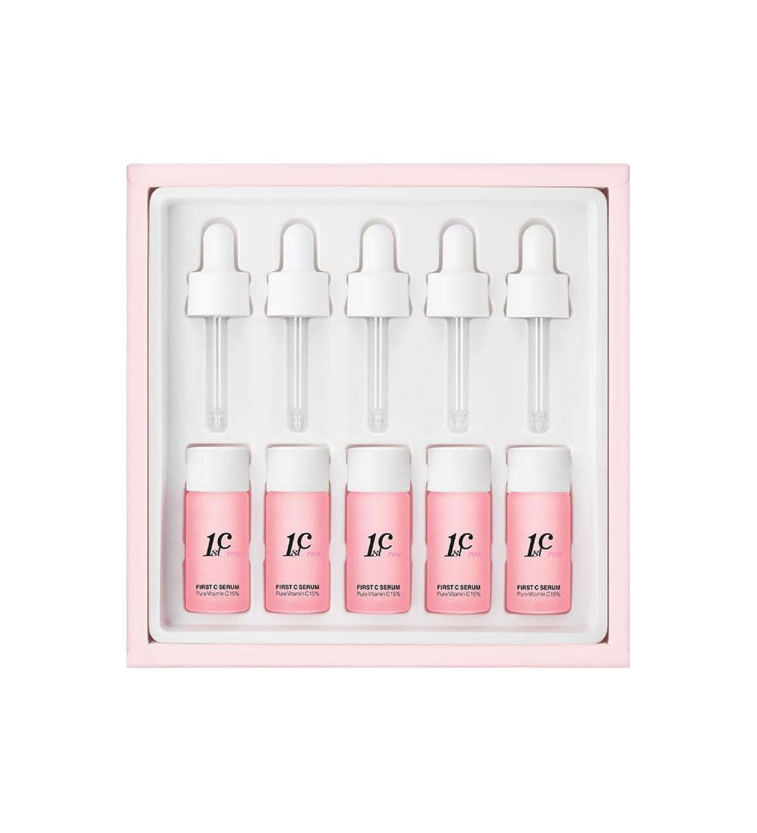 Shop LIZ K First C Serum - Pink Pure Vitamin C 15% (10ml x 5) for Spots & Blemishes Care - Fast International Shipping - Buy Online on GoSupps.com