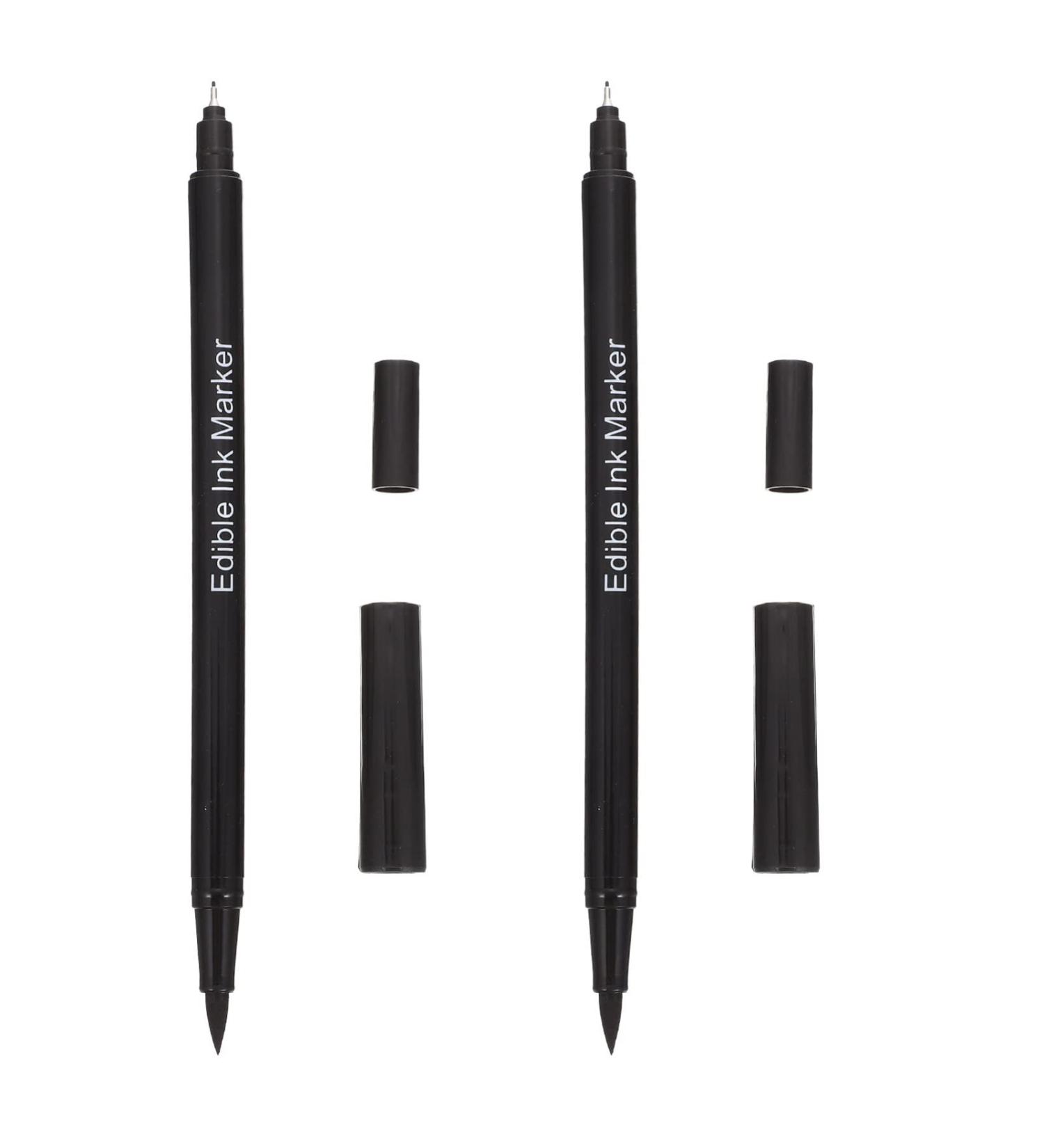 Hemoton 2Pieces Black Food Coloring Markers Ultra Fine Tip (0.7mm) Edible Pen Food Grade Writer for Decorating Painting Drawing Baking Fondant Cake - Buy Online on GoSupps.com