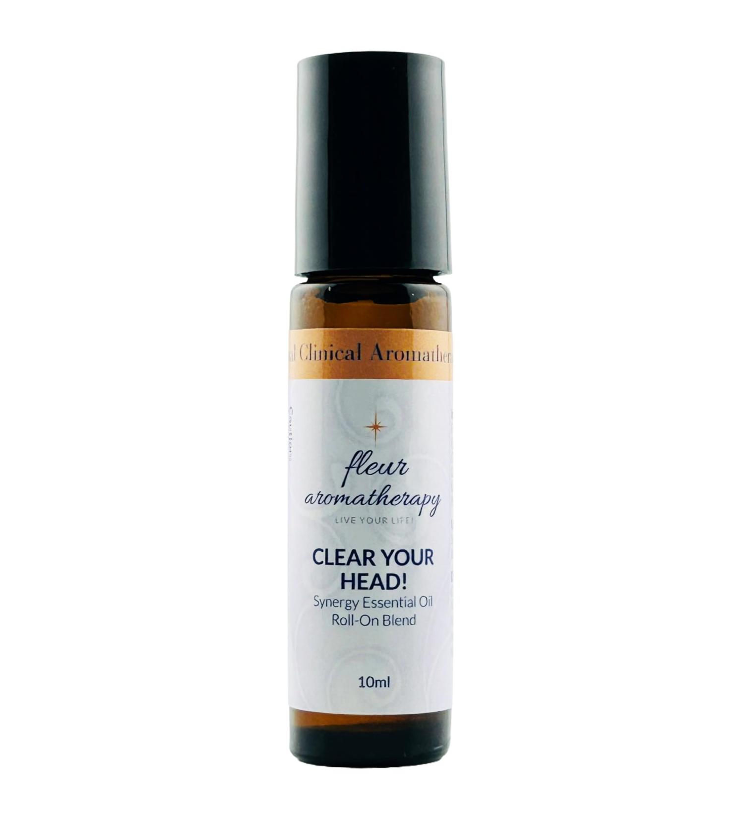 Clear Your Head Synergistic Essential Oil Blend Roll-On 10ml Pre-Diluted 10% in Fractionated Coconut Oil Soothing & Cooling On-The-Go Aromatherapy Fleur Aromatherapy - Buy Online on GoSupps.com
